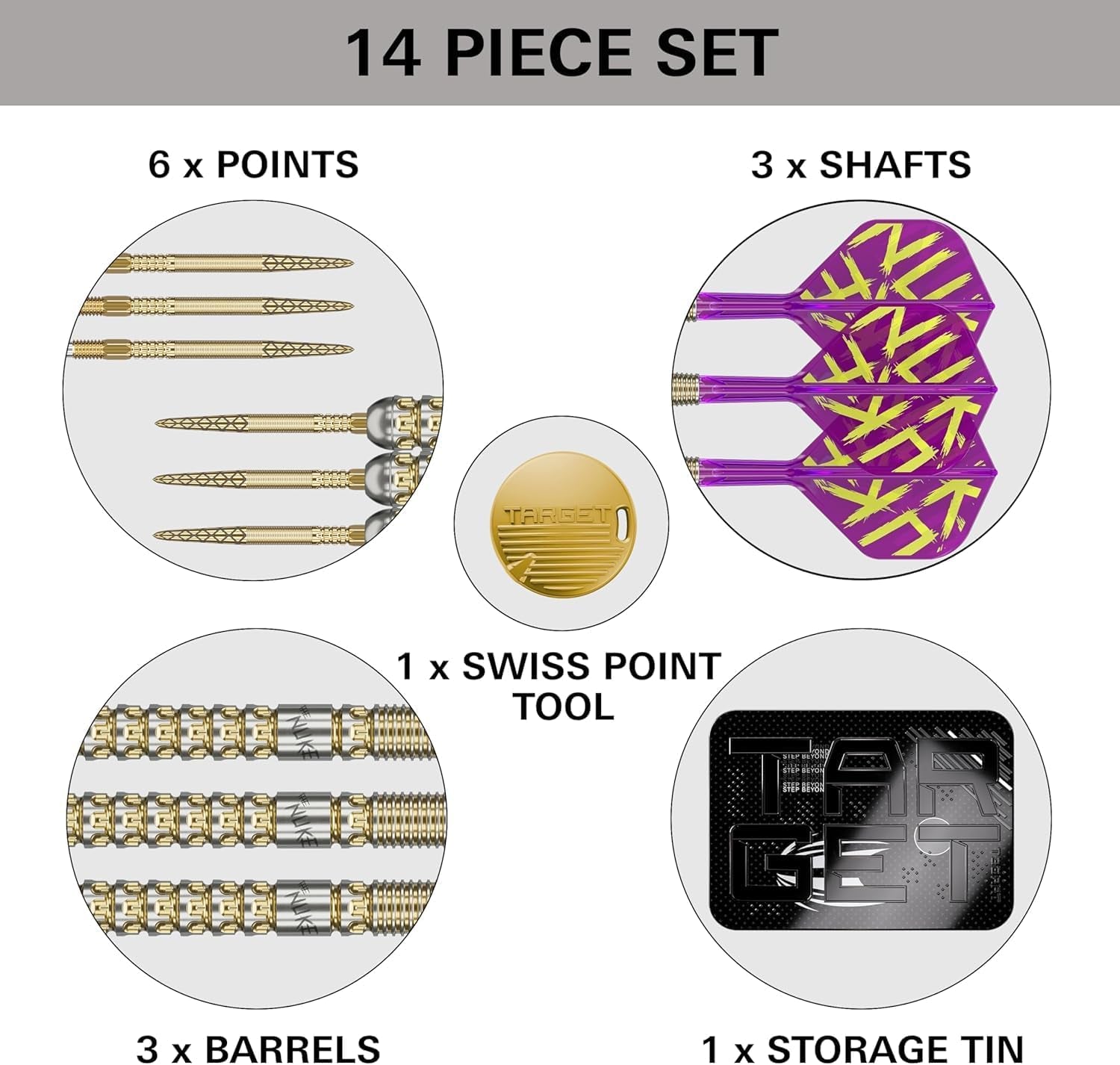 Luke Littler Gen 1 Prodigy Steel Tip Swiss Point Darts, 90% Tungsten Darts, 22G/23G/24G | Generation 1 Gold Steel Tip Darts, G1 Player Edition Swiss Points Dart Sets, Flights and Shafts