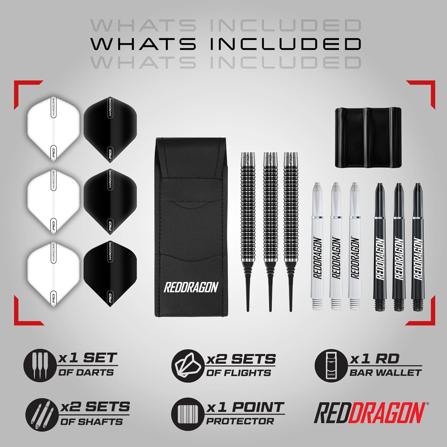 Pegasus Tungsten Softip Darts Set 18g, 20g with Flights, Stems and Wallet