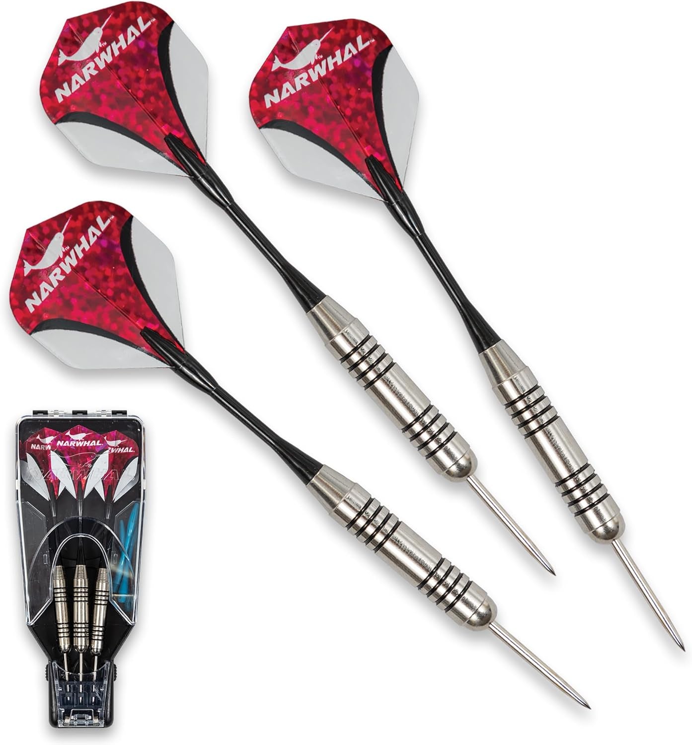 Tournament 22g Steel Tip Darts - 3 Pack 5.5 in. Darts with Metal Tip and Storage Case