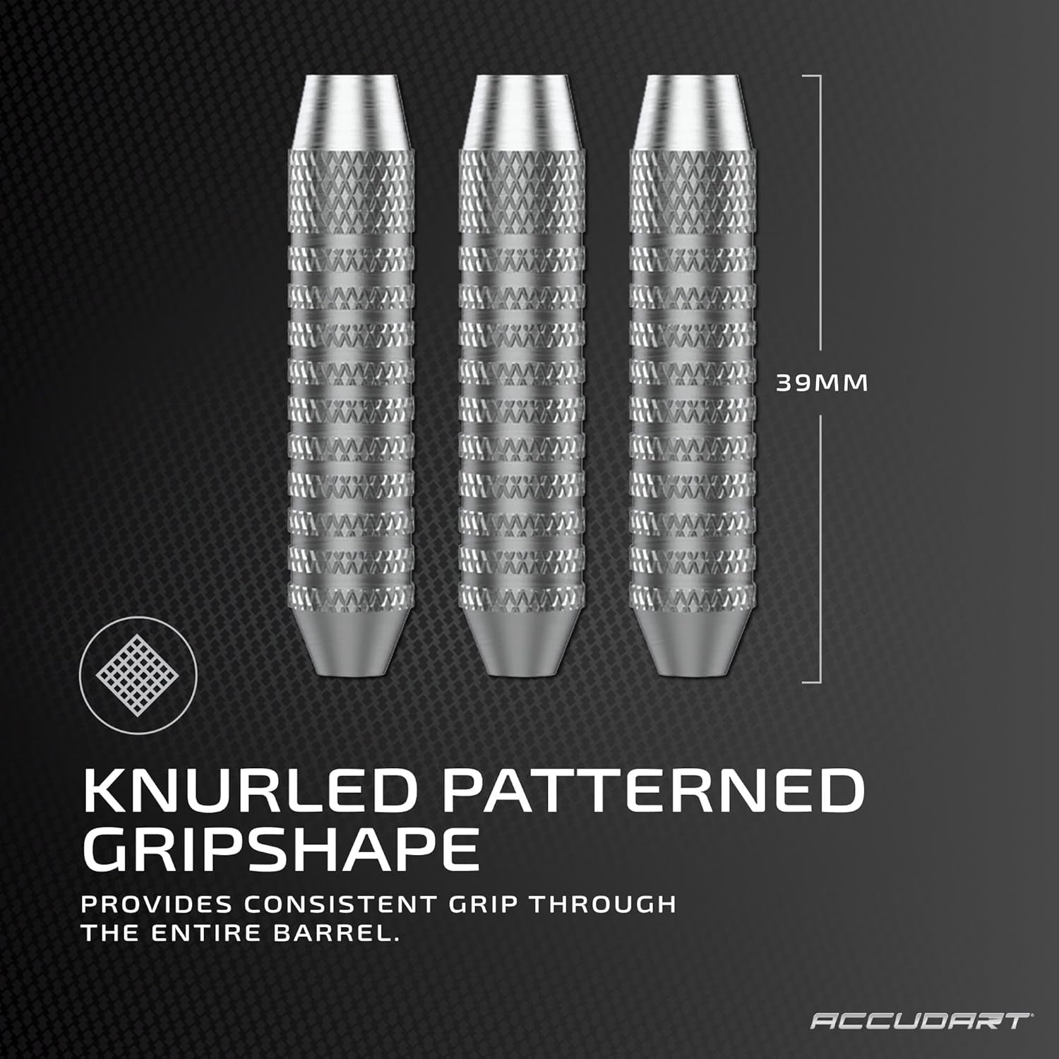 Steel Tip Dart Set 1.0 - Nickel Plated Steel Barrel - Knurled Patterned Grip - Polycarbonate Shafts - Standard Shape Flights
