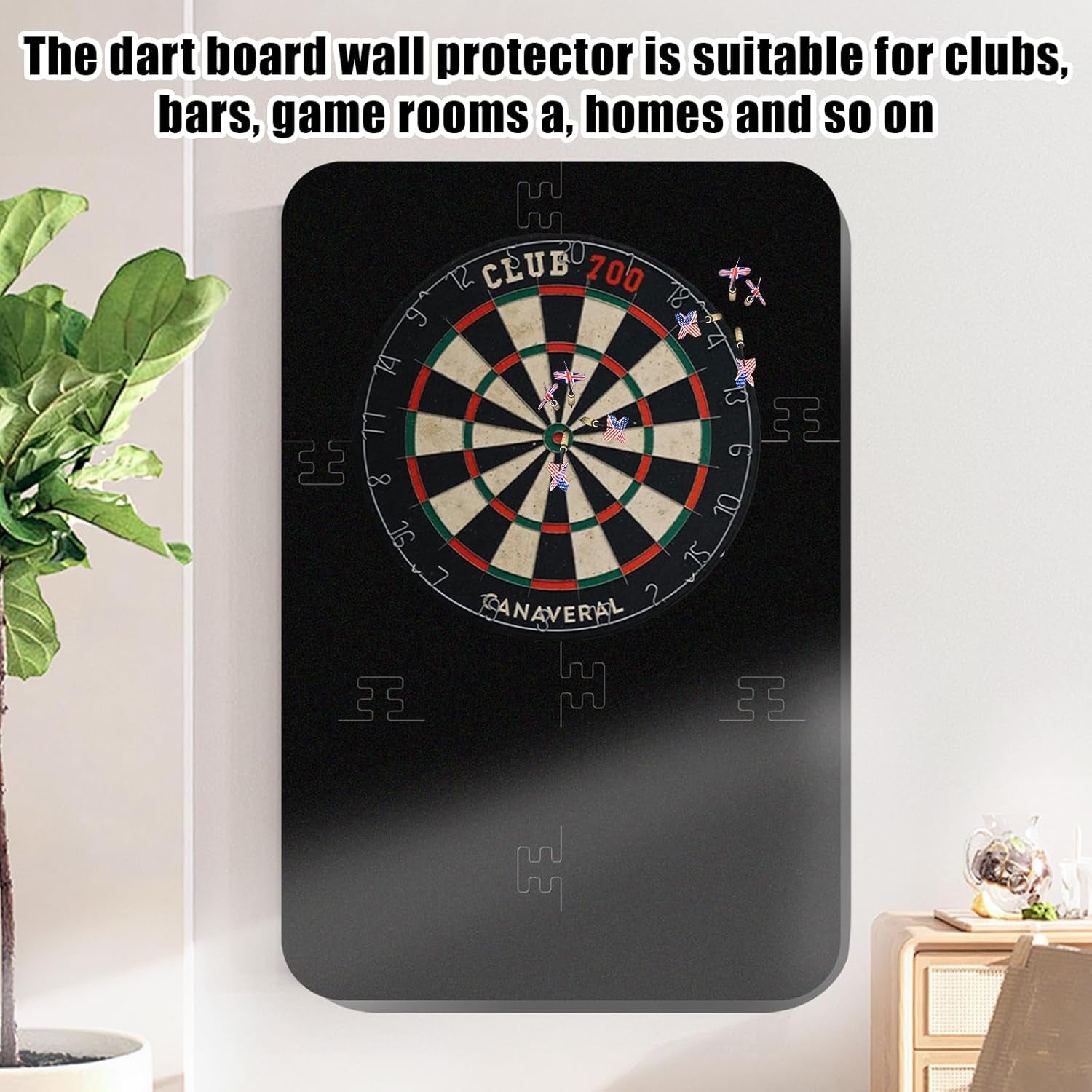 Dart Board Wall Protectors,Extended Length Dartboard Wall Protector,Dartboard Surround,Black Dart Board Cork Wall Protector,Suitable for 18in Dart Board
