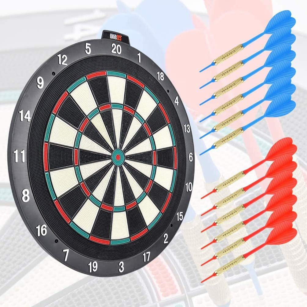 Soft tip Dartboard – 18” Safety Plastic Board with 12 Soft tip Darts and Extra 20 Soft Tips, mounting Kits Also Included