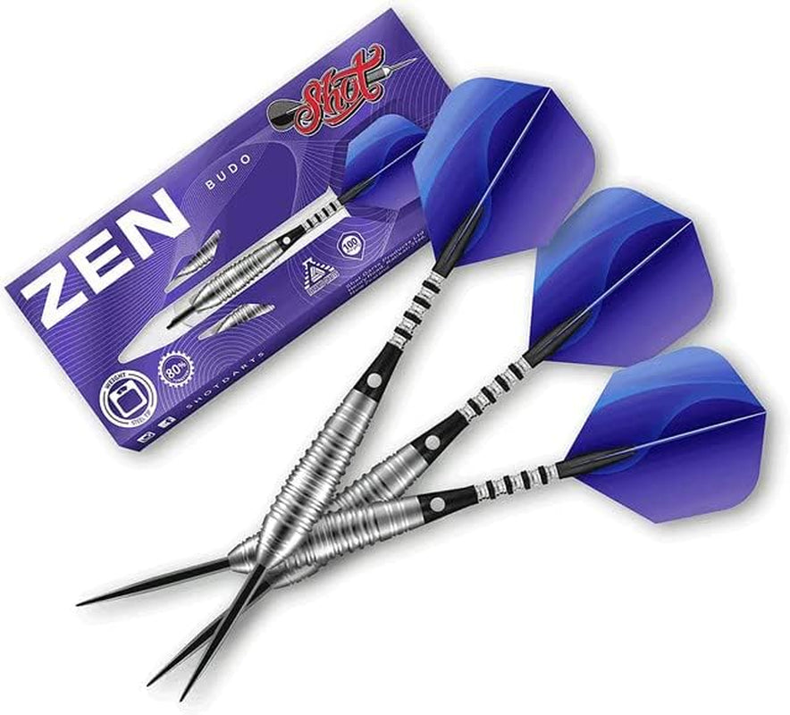 Darts Zen Budo 80% Tungsten Pro Throwing Darts Steel Tip Set, Professional - Made in New Zealand - Designed Dart Flights - Metal Tip Bar Darts