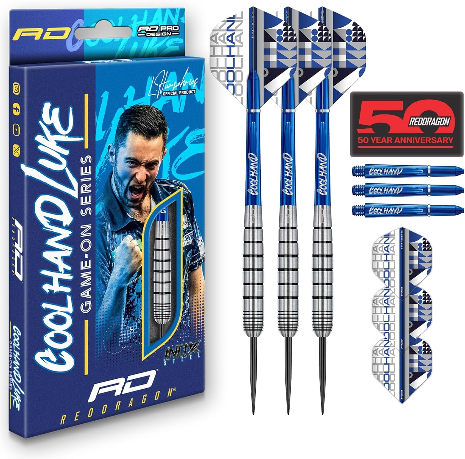 Game On Professional Player Series Steeltip Darts Set with Dart Flights and Dart Shafts (Stems)
