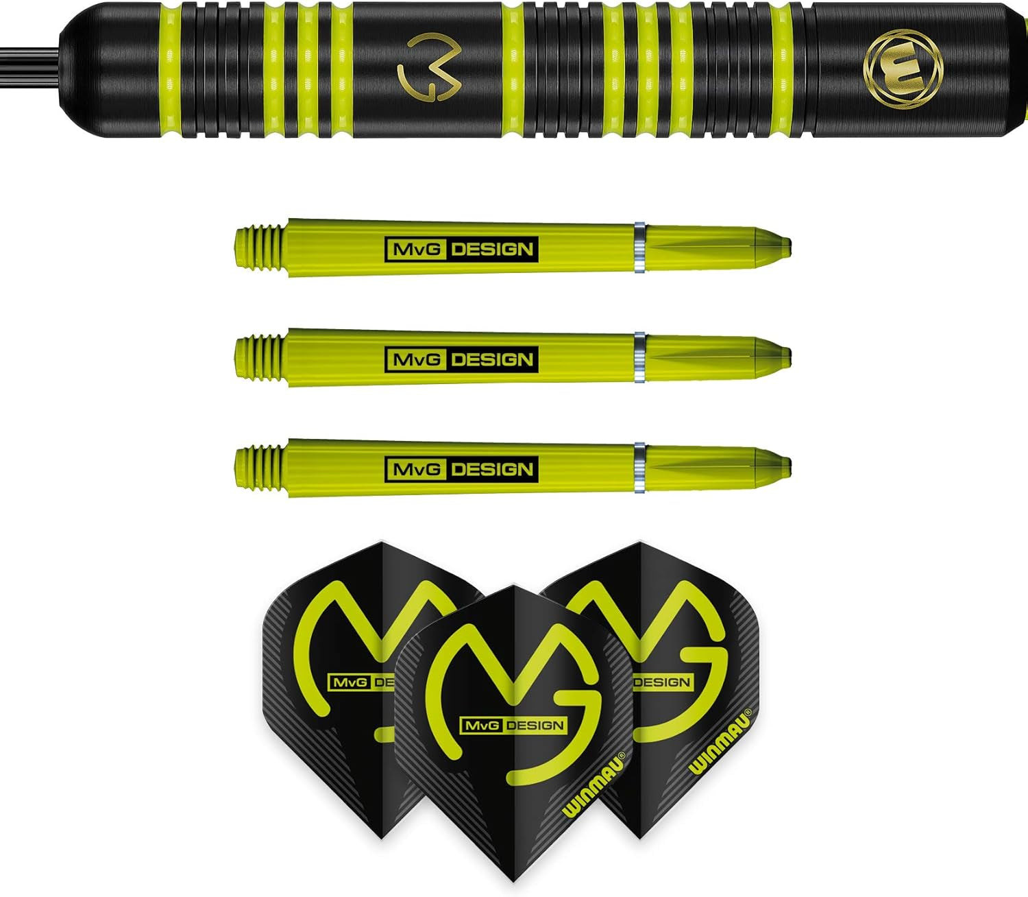 Michael Van Gerwen MvG Ambition Professional Brass Darts Set with Flights and Shafts Available in Steeltip and Softip