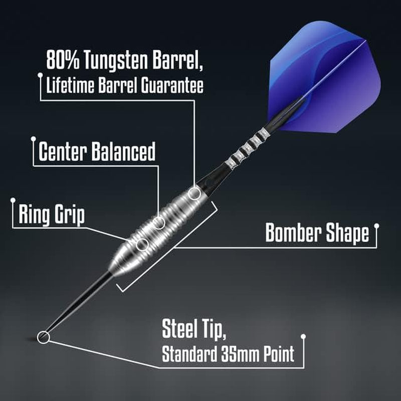 Darts Zen Budo 80% Tungsten Pro Throwing Darts Steel Tip Set, Professional - Made in New Zealand - Designed Dart Flights - Metal Tip Bar Darts