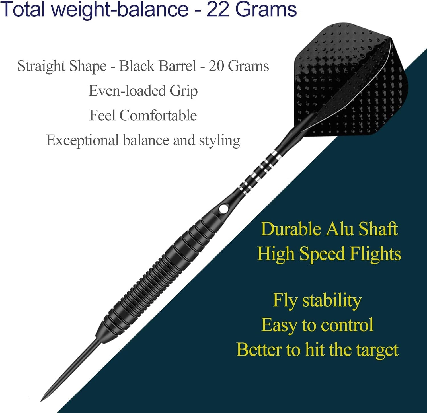 Professional 3 Pack 22g, 23g, 24g, 27g Steel Tip Darts Set With Darts Stems Flights + 50pcs Rubber O-Rings + 12pcs Spring Rings + 1pcs Dart Sharpener Tool for Dart Board
