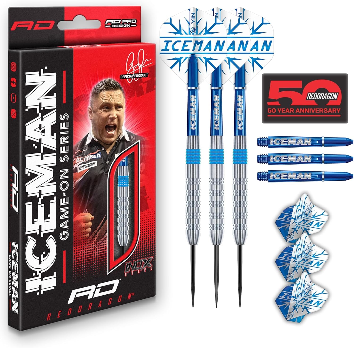 Game On Professional Player Series Steeltip Darts Set with Dart Flights and Dart Shafts (Stems)
