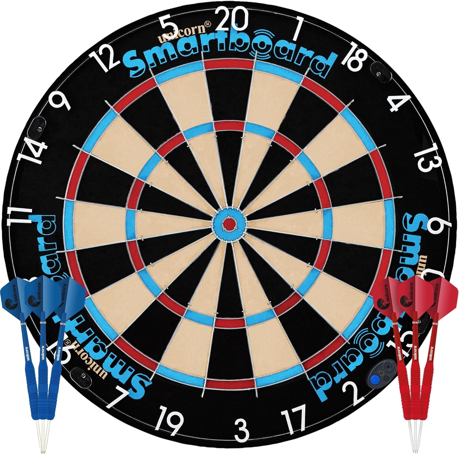 Electronic Dartboard | Smartboard | Traditional Sisal Bristle | Connects to Bluetooth Scorebuddy App | includes 6 Steel Tip Darts