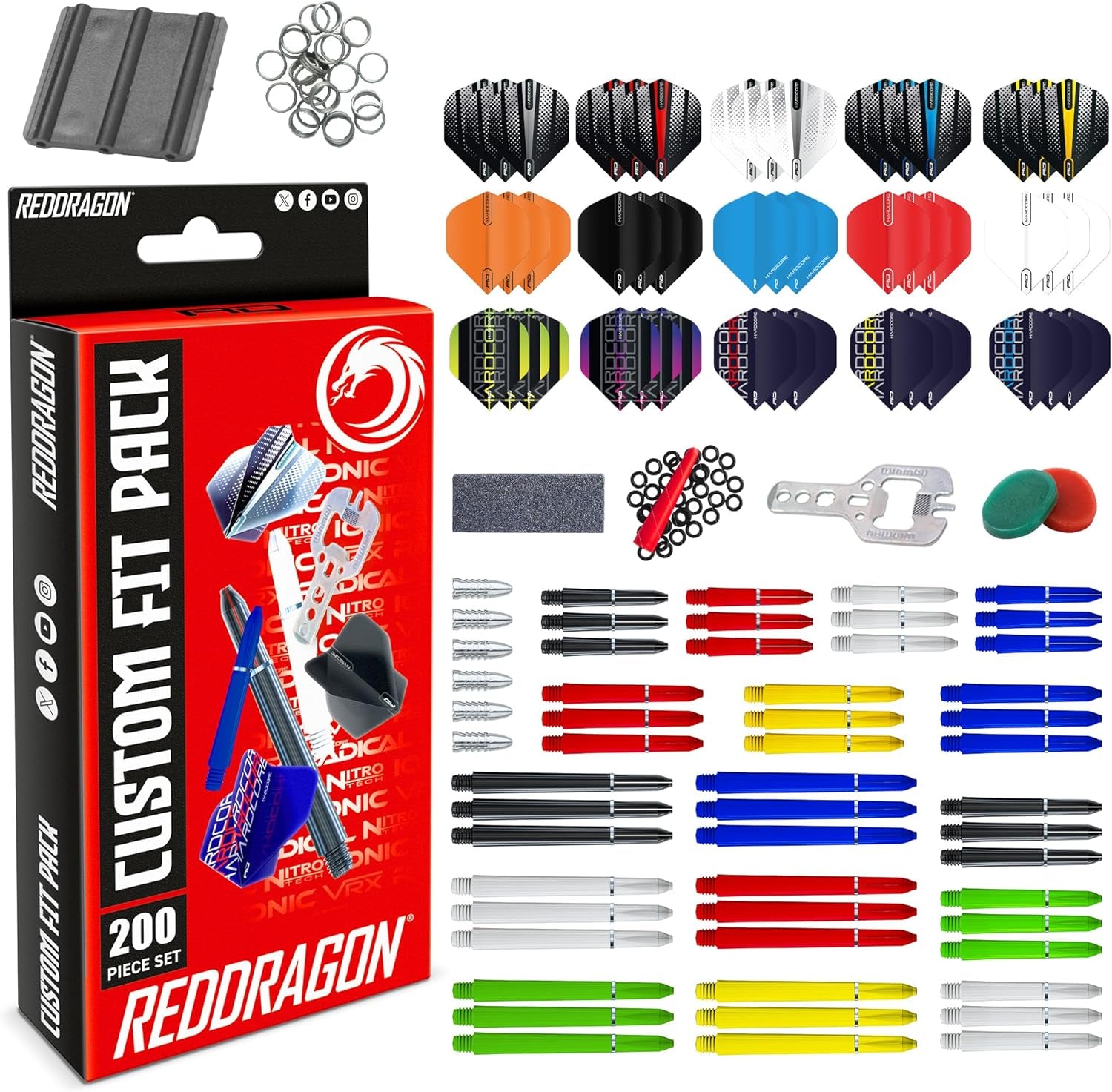 Darts - Professional Darts Accessories – Choose from Full Dart Accessory Kit (Flights, Shafts, Finger Grip Wax & More) or Precision Dart Practice Rings – Multiple Options Available