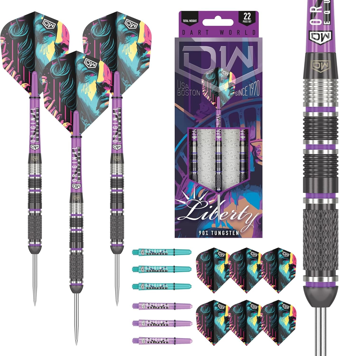 Liberty 90% Tungsten Steel Tip Darts, Precision Balanced, Accurate and Durable - Perfect for Professional and Recreational Players