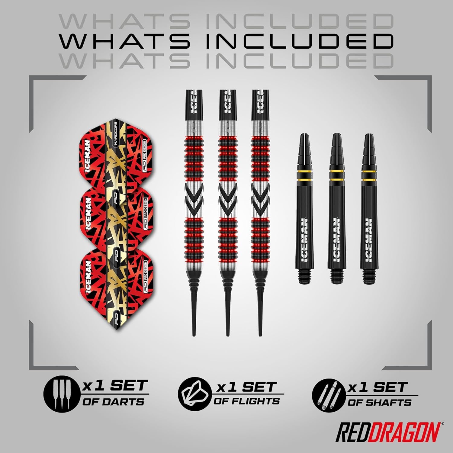 Gerwyn Price Iceman Firebird 18 Gram Softip Premium Tungsten Darts Set with Flights and Stems