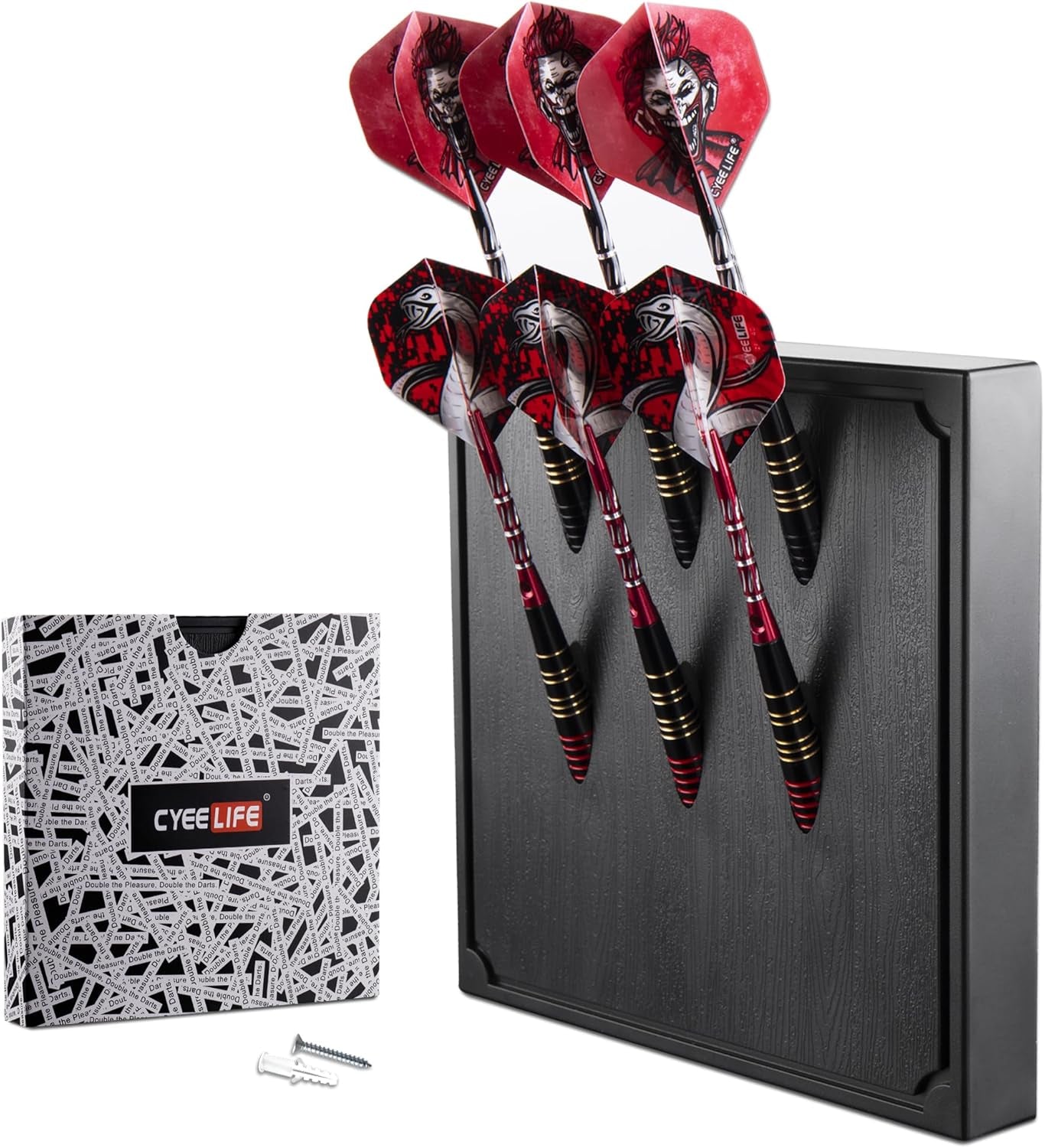 Wall Mounted Darts Holder/Stand,Dart Case Displays 6 Set of Steel/Soft Tip Darts,Compatible with All Sisal & Electronic Dartboards, Surrounds & Cabinets