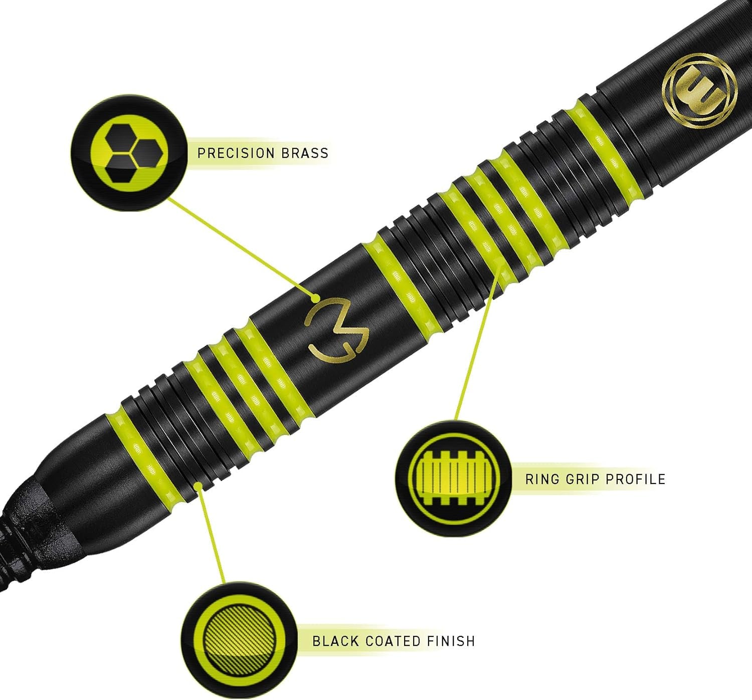 Michael Van Gerwen MvG Ambition Professional Brass Darts Set with Flights and Shafts Available in Steeltip and Softip