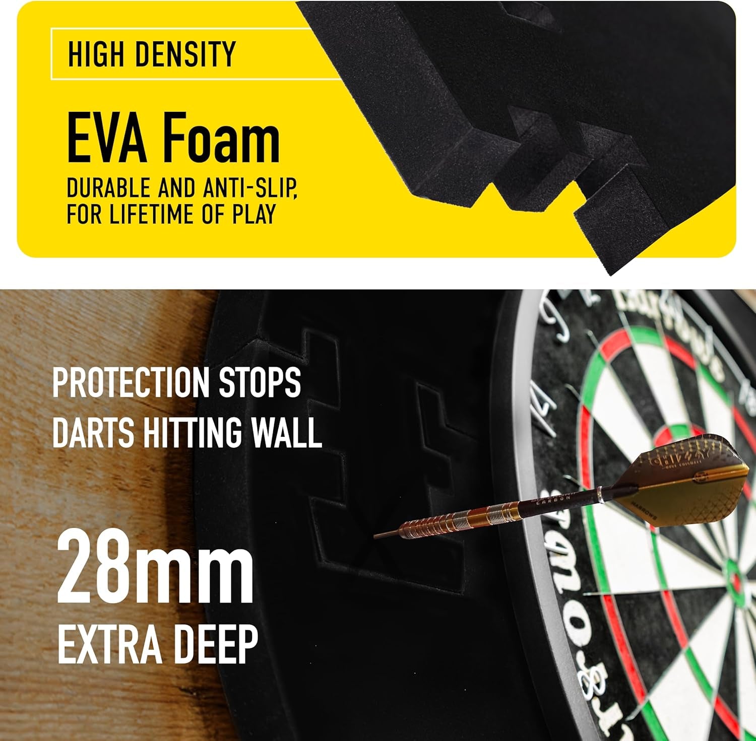 Dart Board Surround Ring I 4pcs I Easy Assembly Dart Surround I Wall Protector Extra 720mm Protection I Double Side for Long Life I Darts Accessories