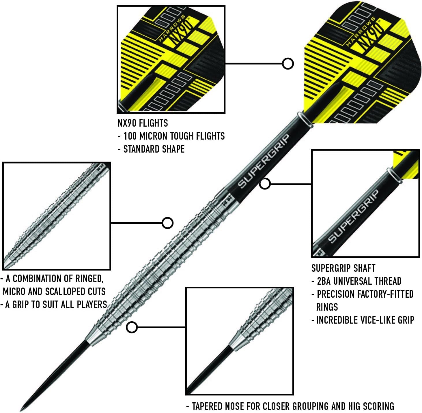 NX90 90% Tungsten Steel Tip Darts
