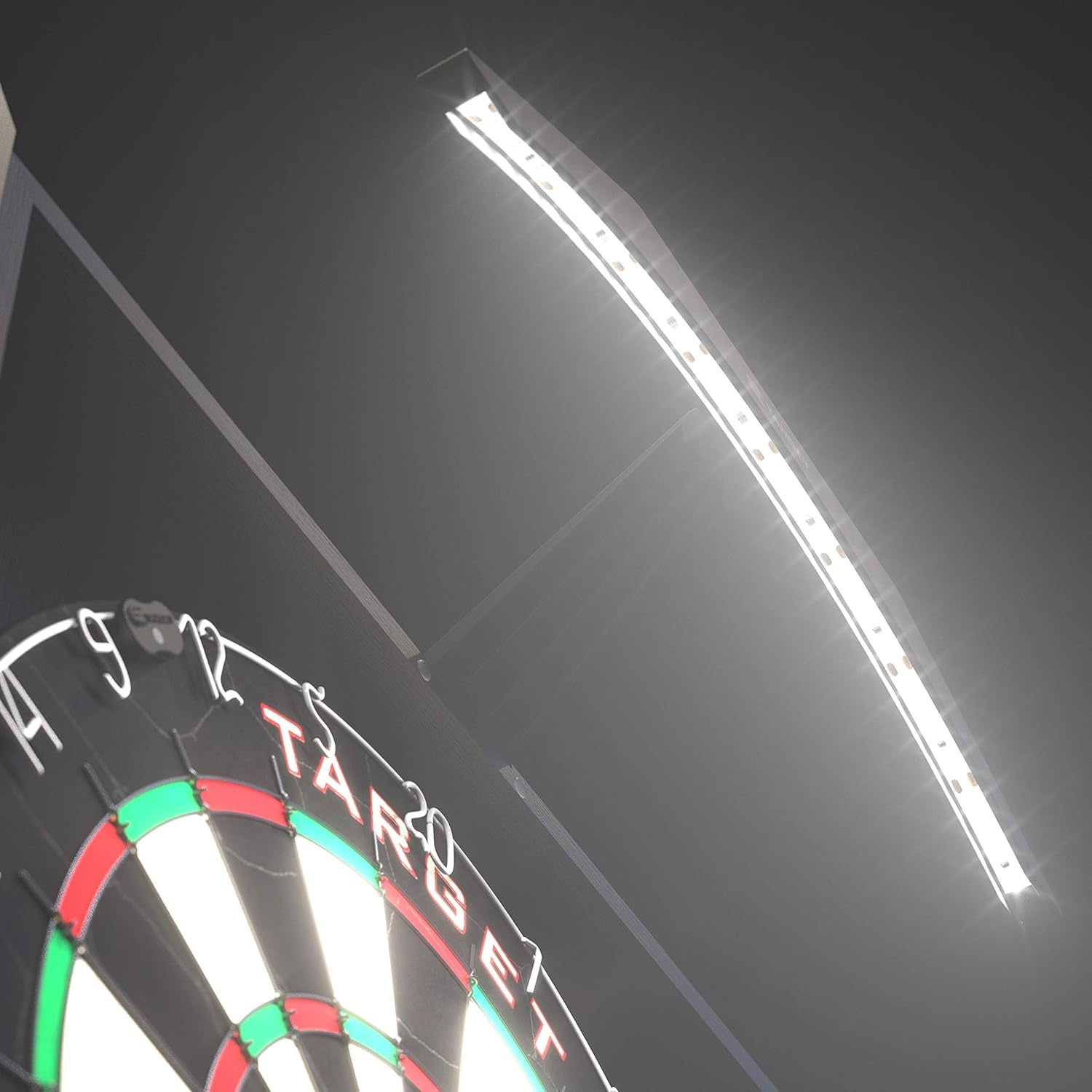 Arc Dartboard Lighting System Home Cabinet Set - Includes World Champions Dartboard and 2 Sets of Darts, Black