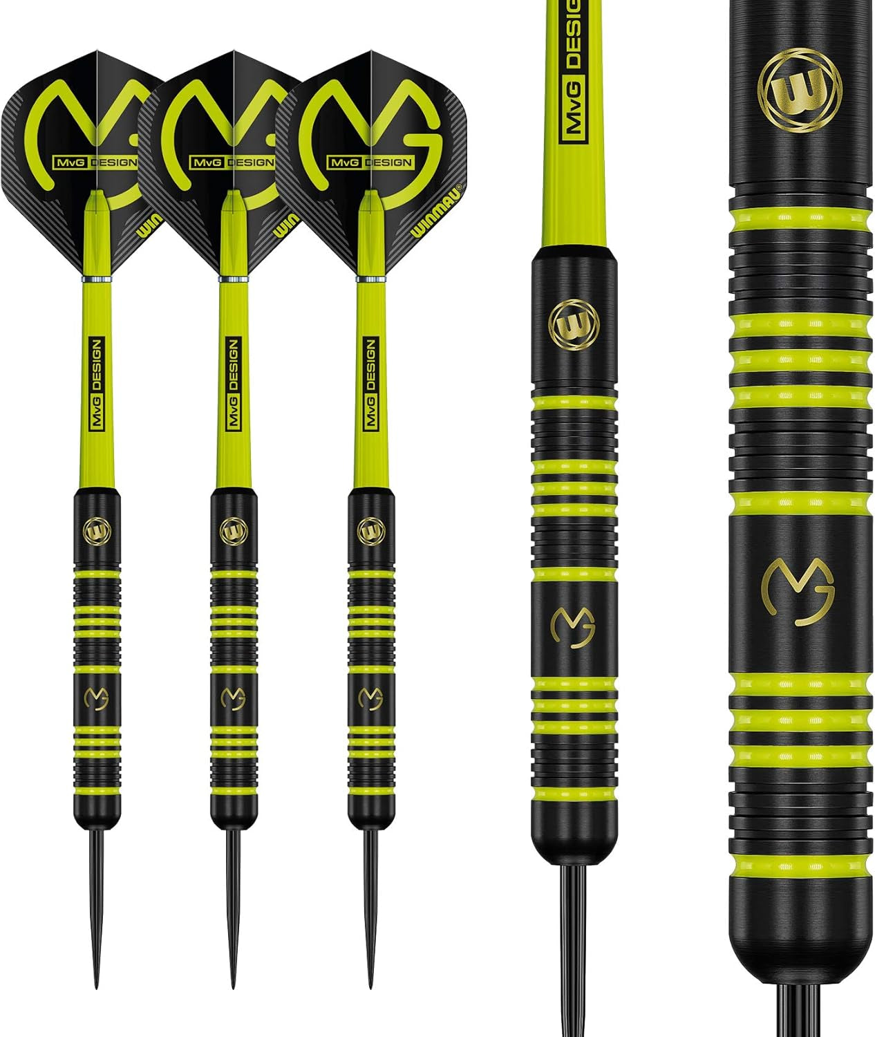 Michael Van Gerwen MvG Ambition Professional Brass Darts Set with Flights and Shafts Available in Steeltip and Softip