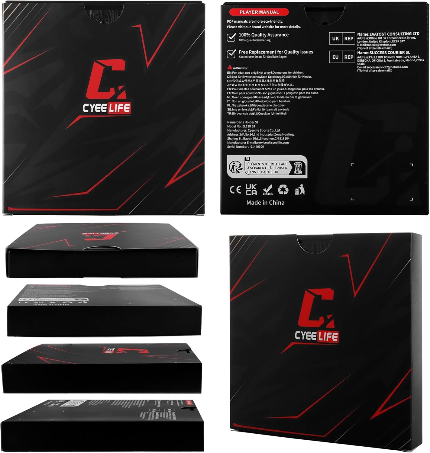 Wall Mounted Darts Holder/Stand,Dart Case Displays 6 Set of Steel/Soft Tip Darts,Compatible with All Sisal & Electronic Dartboards, Surrounds & Cabinets