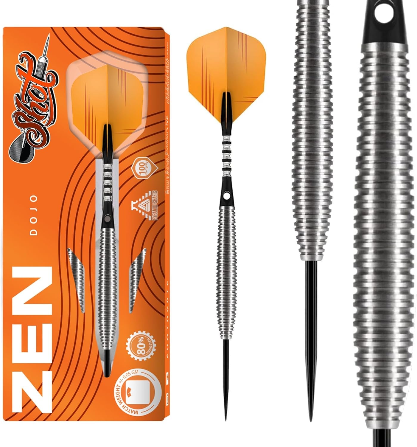 Darts Zen Dojo-Steel Tip Dart Set-Front Weighted-80% Tungsten Barrels
