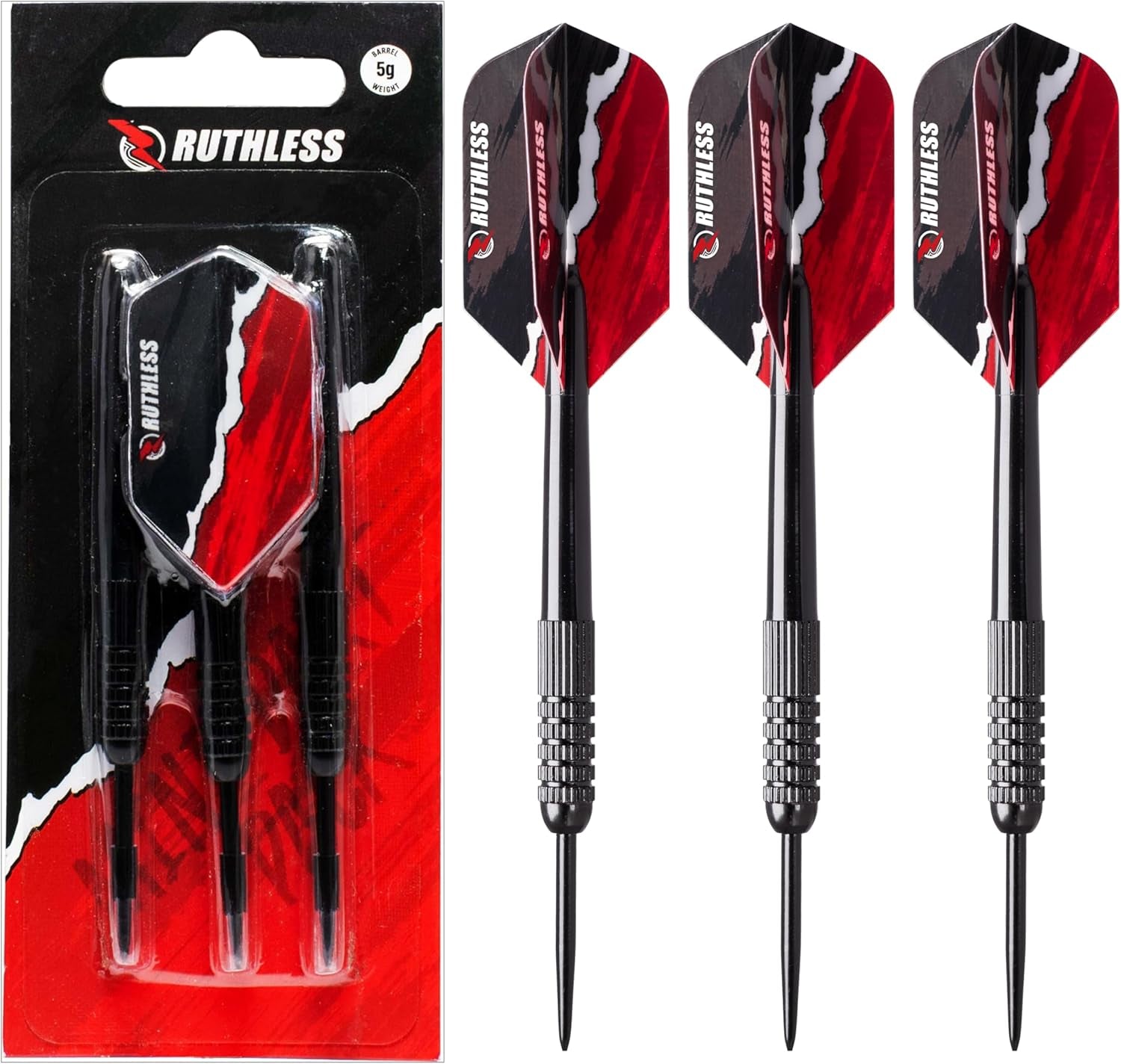 Mini Dart Set | Miniature Lightweight Steel Tip Darts Set Including Flights, Black (BX238)
