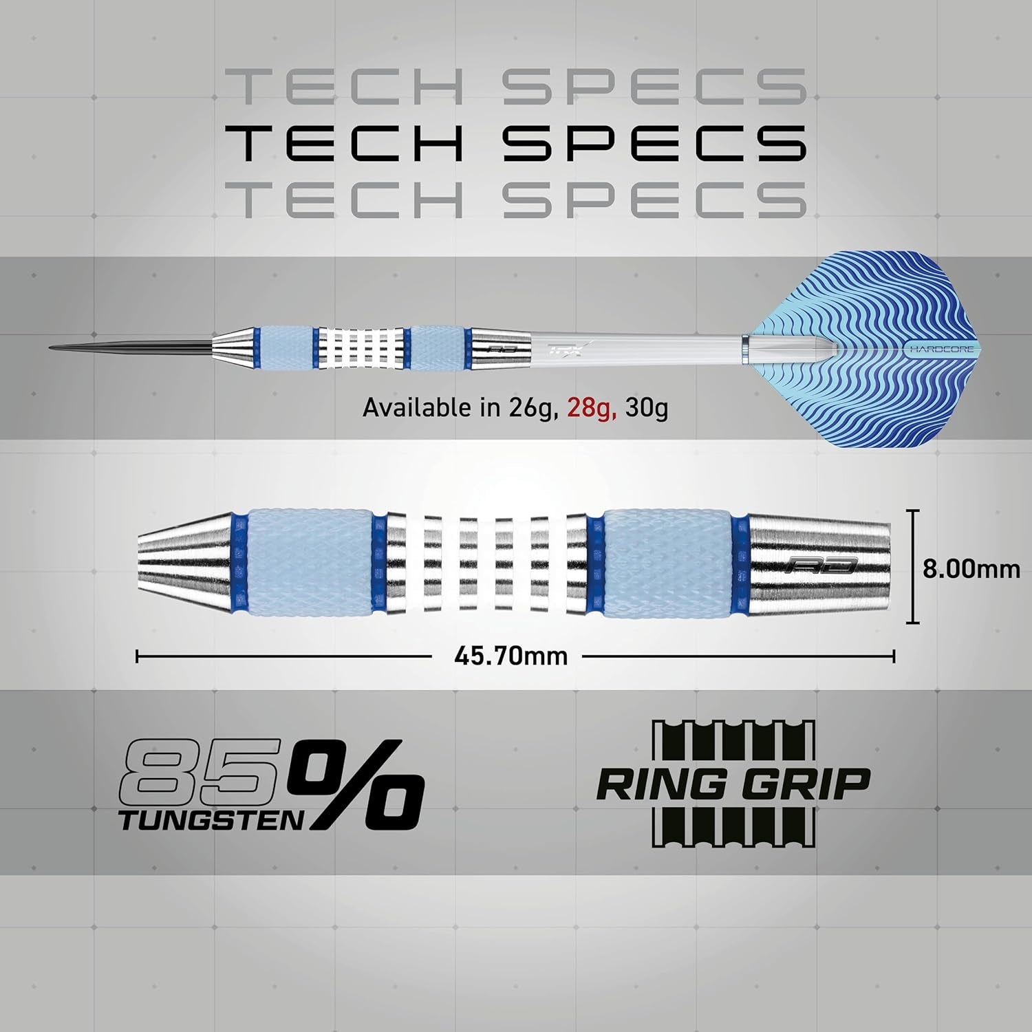 Stag 24g, 26g, 28g or 30g Tungsten Darts with Flights and Stems