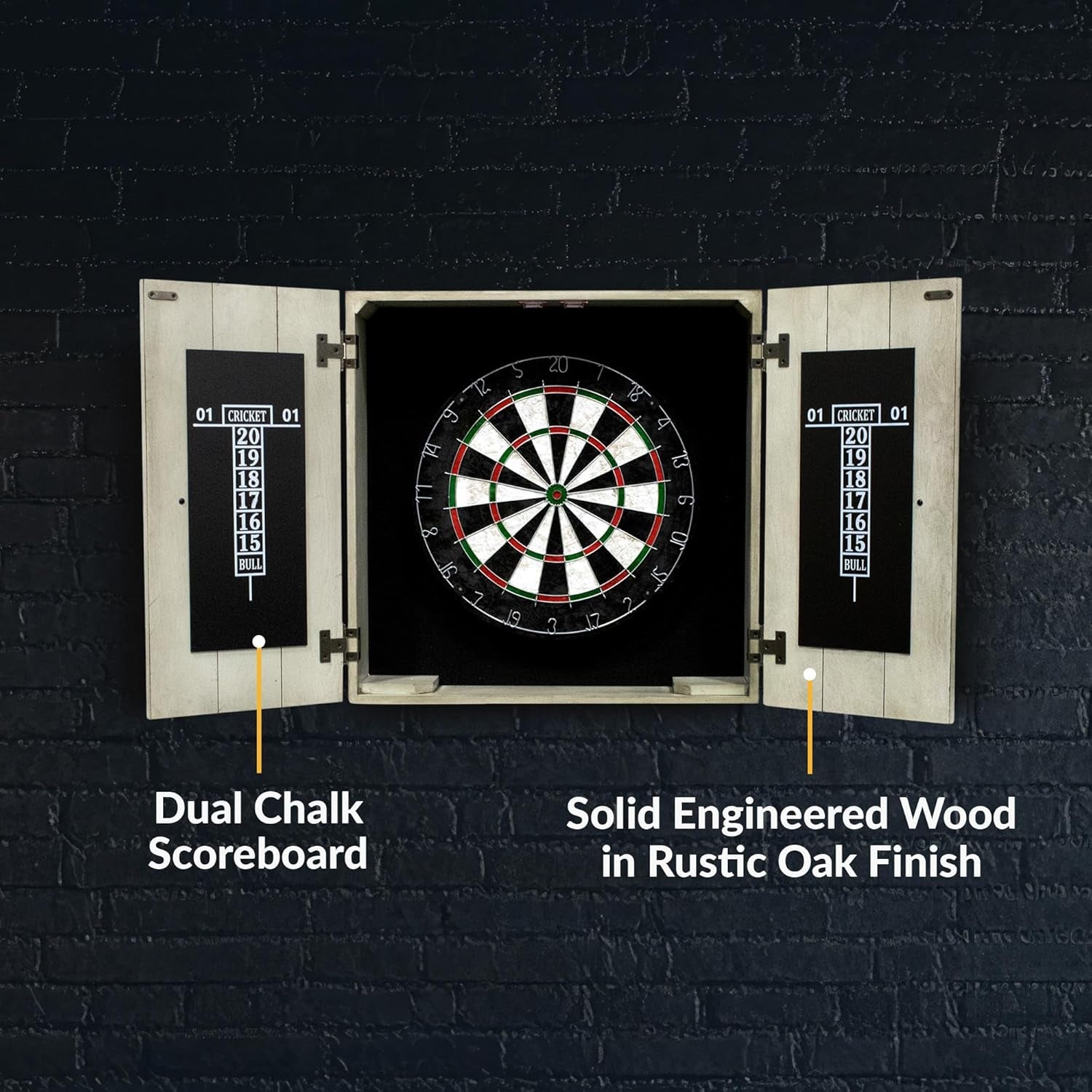 Drifter Solid Wood Dartboard & Cabinet Set