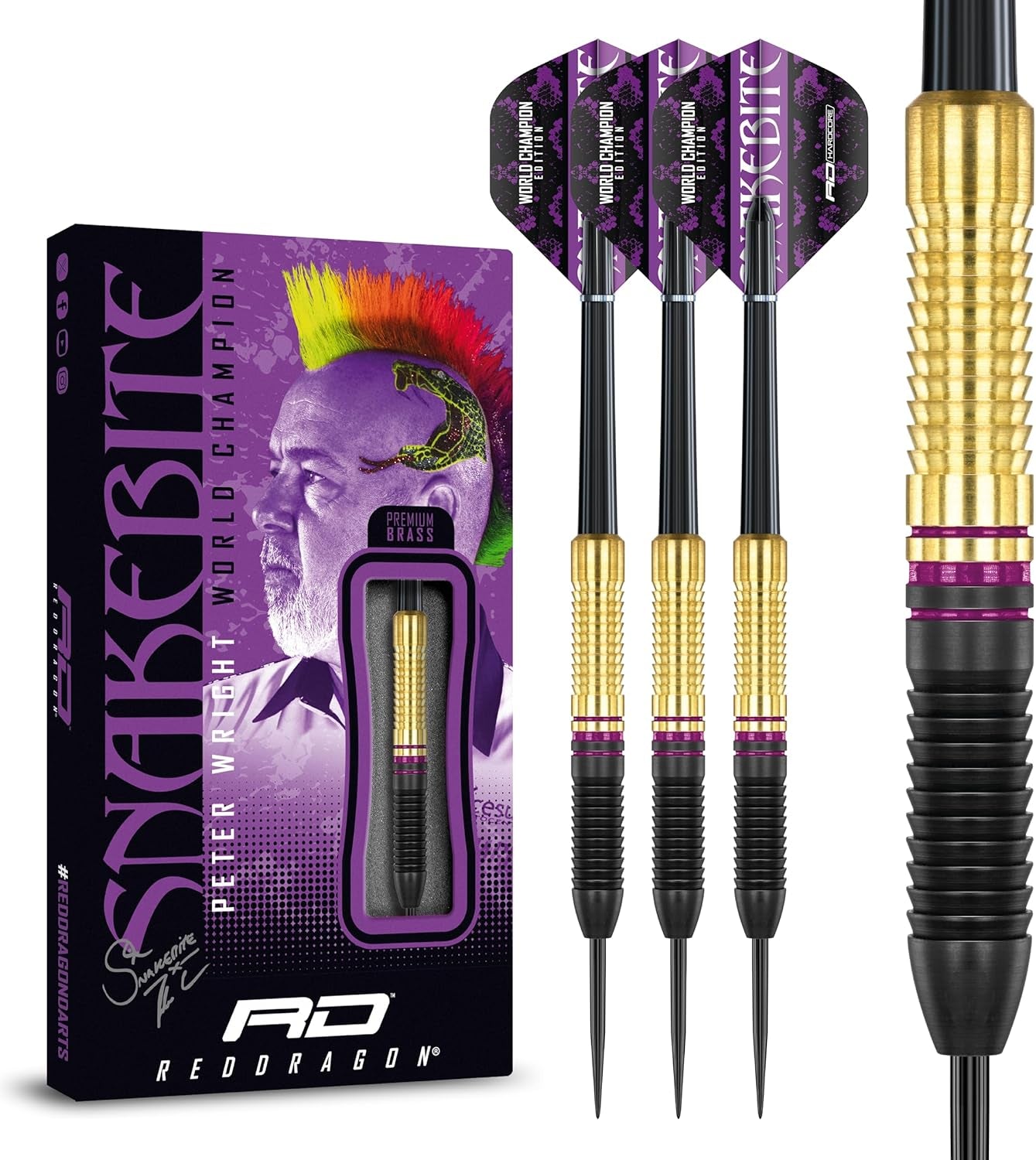 Peter Wright Snakebite World Champion 2020-21 Gram Brass Edition including Flights and Stems