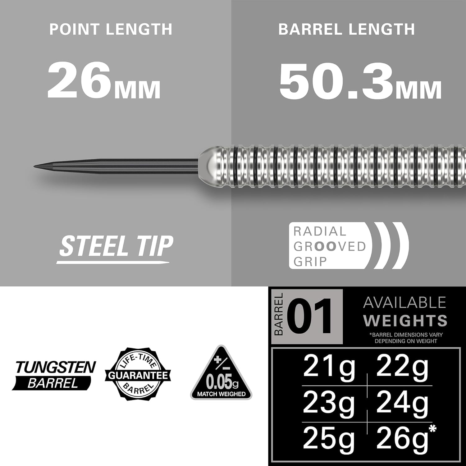 Artemis 21G/22G/23G/24G/25G/26G 80% Tungsten Steel Tip Darts Set | 6 Pro Grip Shafts | 9 Pro Ultra Flights | Dart Wallet Bundle