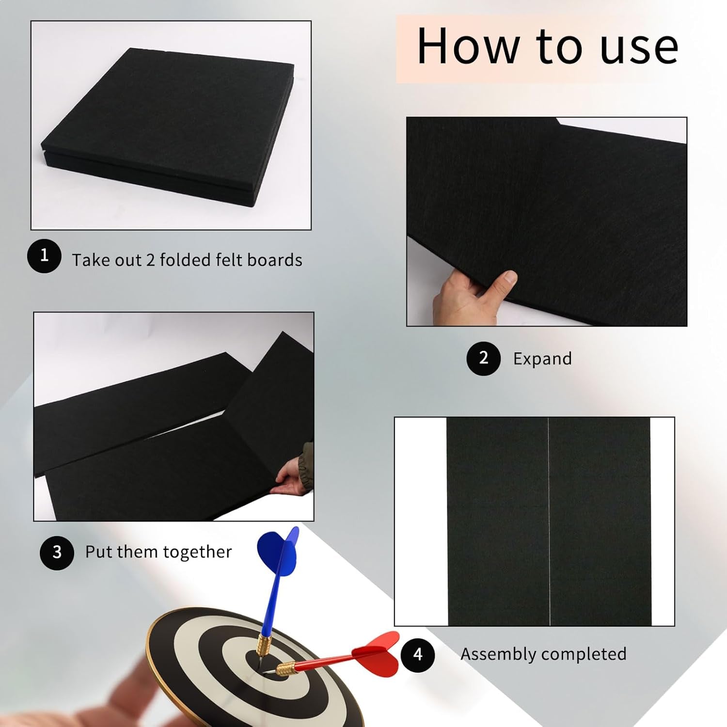 Dart Board Wall Protectors 36''x24'': Large Dartboard Surround Backboard Behind Dart Board Wall Backing