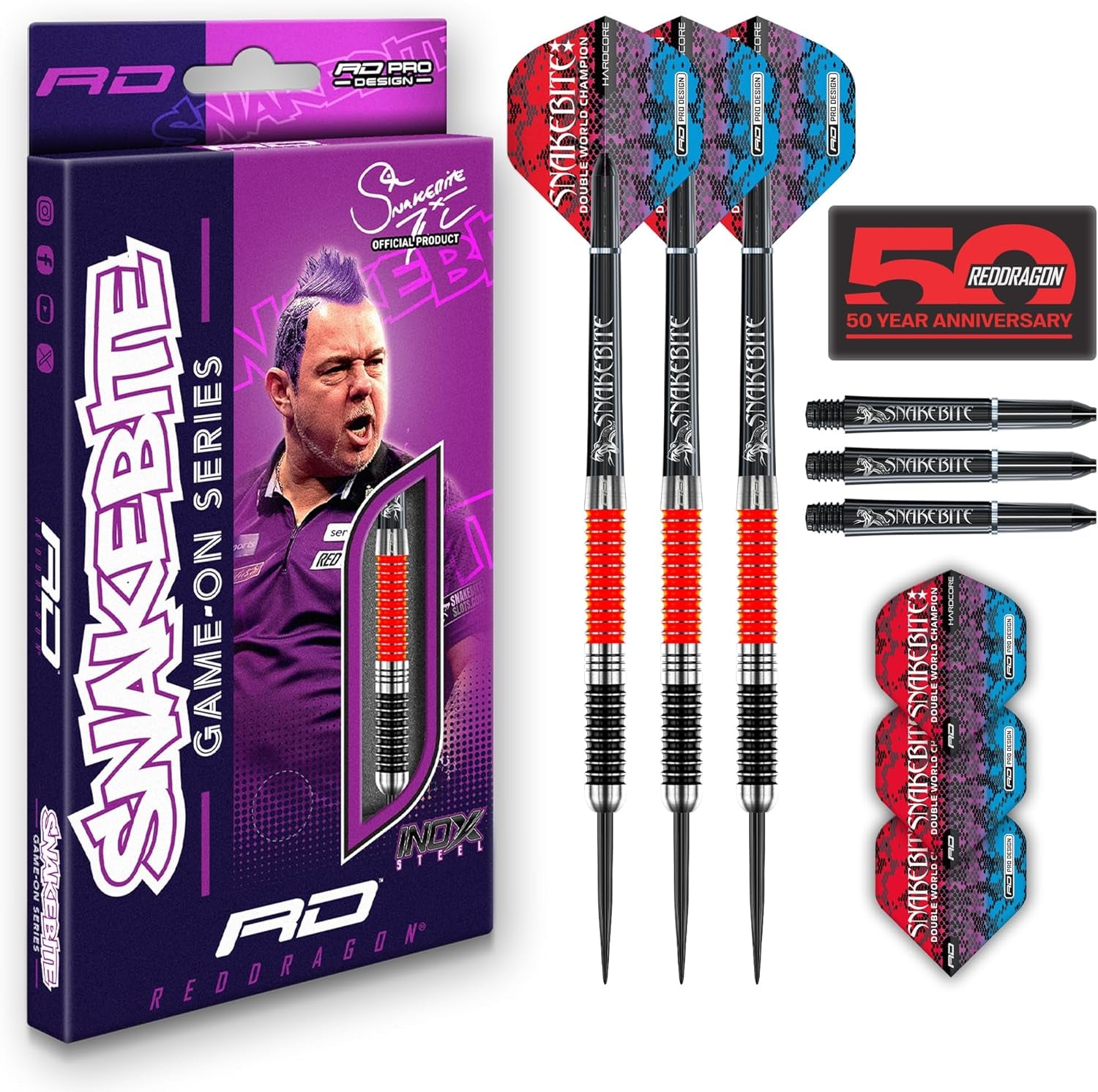 Game On Professional Player Series Steeltip Darts Set with Dart Flights and Dart Shafts (Stems)