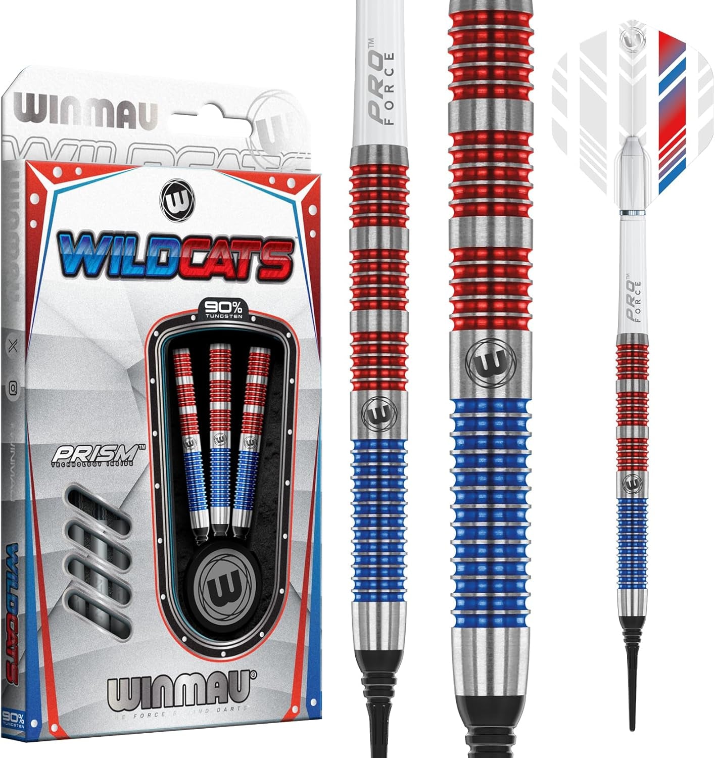 - Wildcats Series - 90% Tungsten Darts - Professional Darts Set with Dart Flights and Shafts – Available in Soft Tip 18g and Steel Tip 21g, 22g, 23g, 24g, 25g & 26g