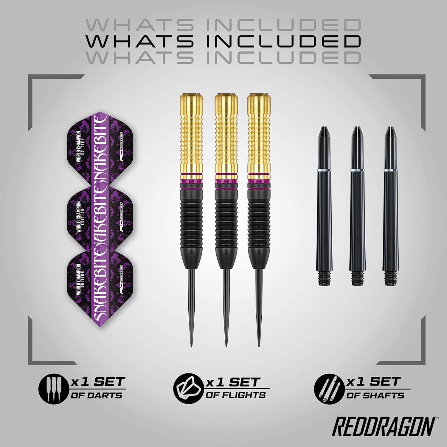 Peter Wright Snakebite World Champion 2020-21 Gram Brass Edition including Flights and Stems