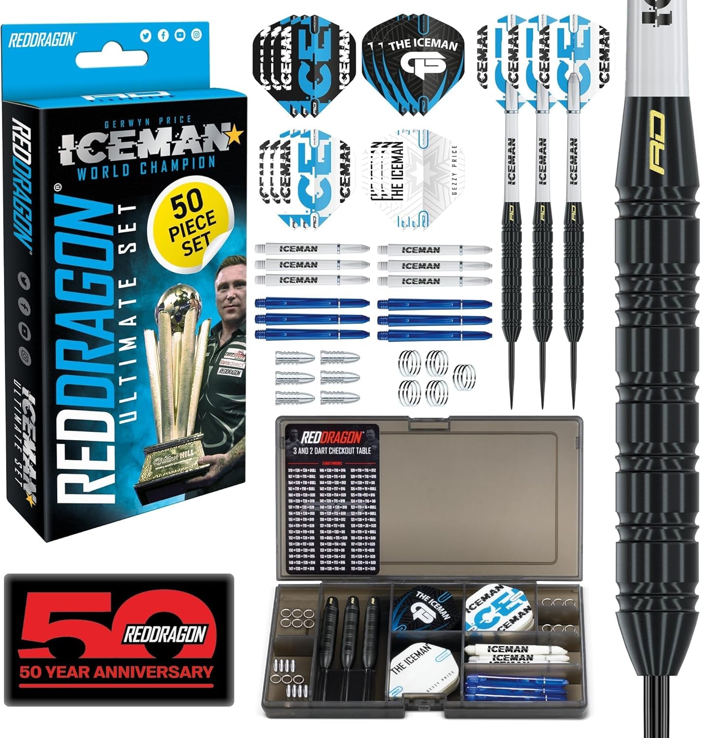 Ultimate 50 Piece Darts Set, Peter Wright Snakebite and Gerwyn Price