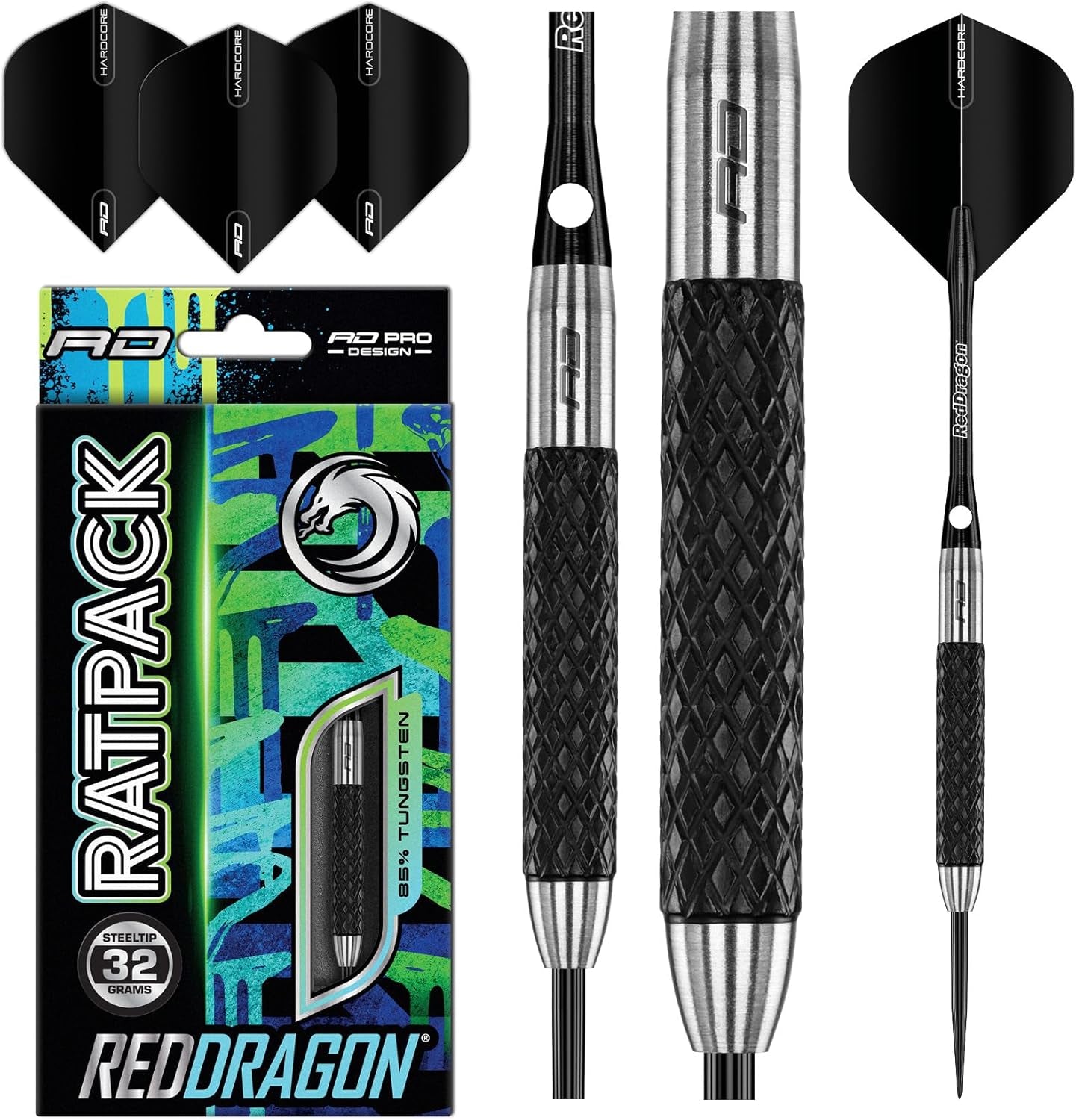 Rat 26g, 28g, 25g, 30g, 32g or 35g Tungsten Darts Set with Flights and Stems
