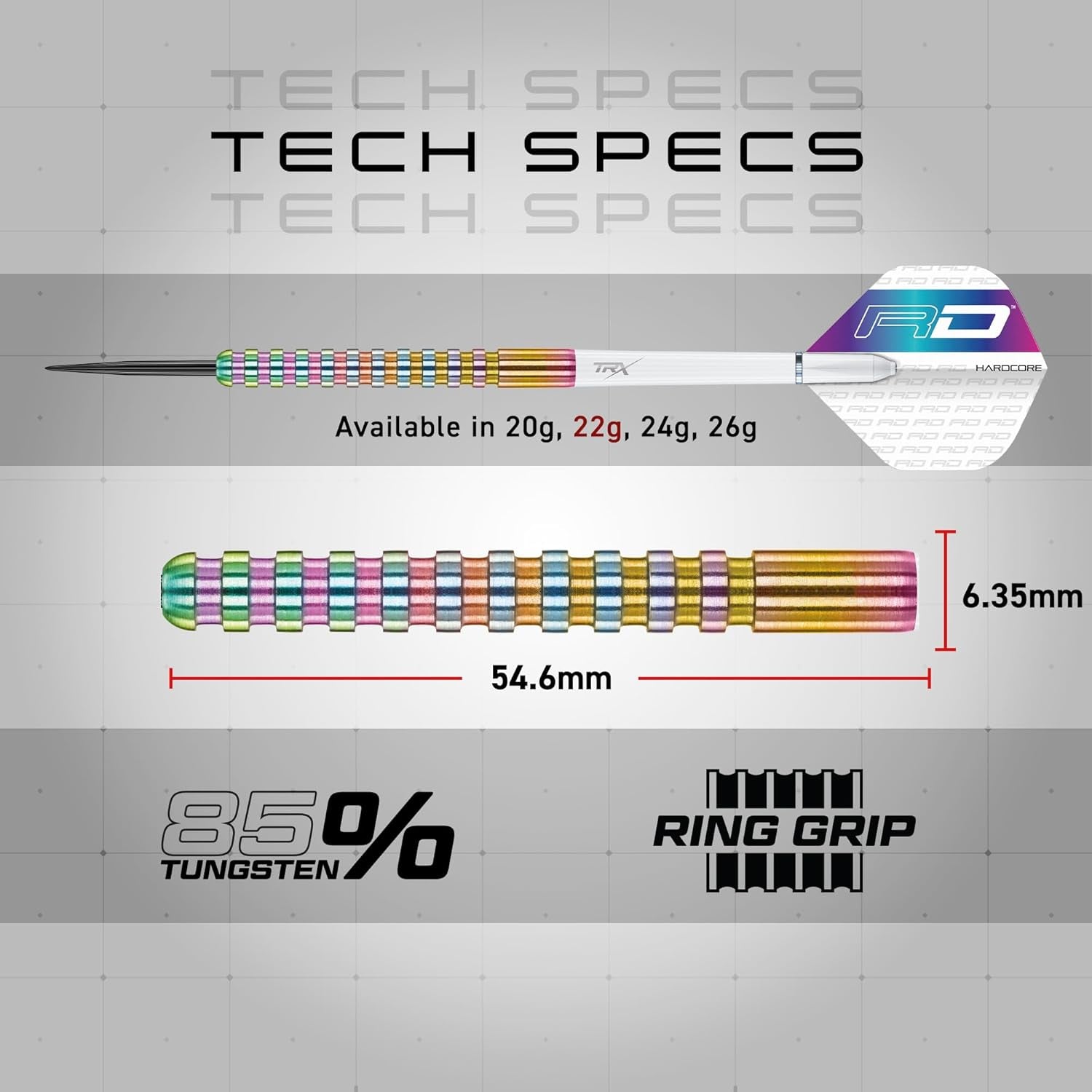 Javelin Spectron - Premium Tungsten Steeltip Darts Set with Dart Flights and Dart Shafts (Stems) - Available in 20g, 22g, 24g, 26g