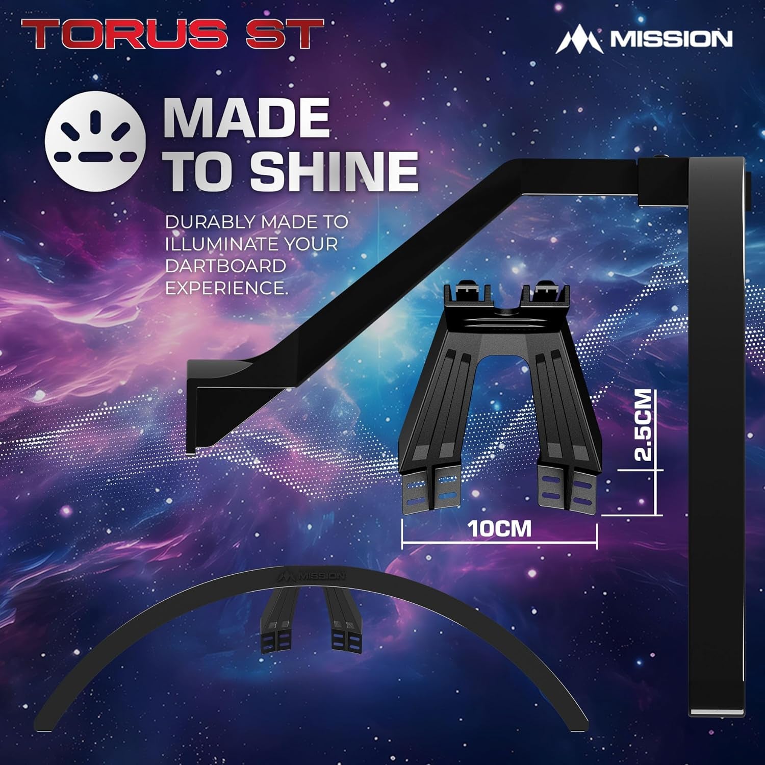 Torus ST Soft Tip Dart Board Light | Dartboard LED Lighting System for Electronic and Soft Tip Dartboards, Black (TOR-ST)