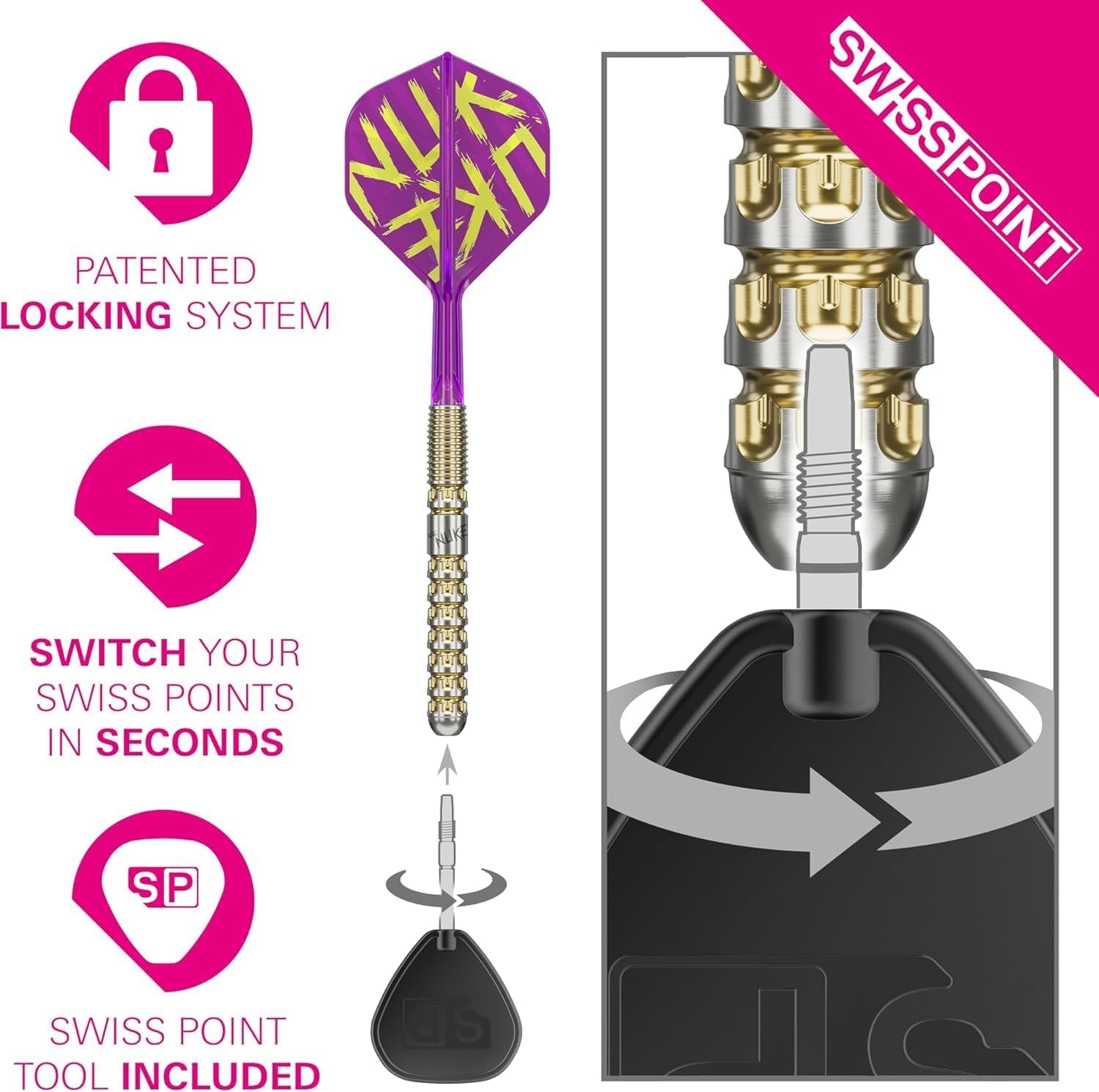 Luke Littler Gen 1 Prodigy Steel Tip Swiss Point Darts, 90% Tungsten Darts, 22G/23G/24G | Generation 1 Gold Steel Tip Darts, G1 Player Edition Swiss Points Dart Sets, Flights and Shafts