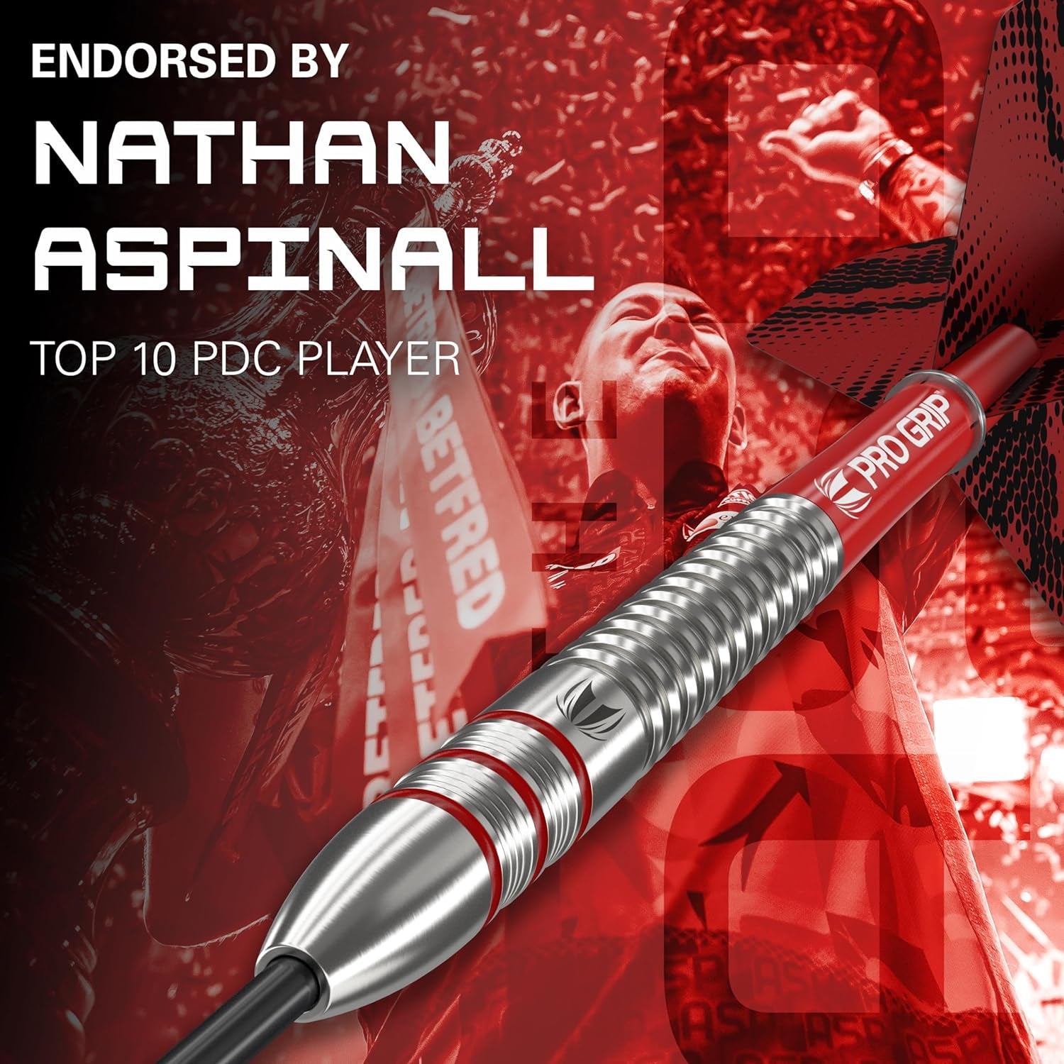 Nathan Aspinall 22G/23G/24G Tungsten Steel Tip Darts Set - 9 Pro Grip Shafts - 9 Pro Ultra Flights – Dart Wallet Bundle