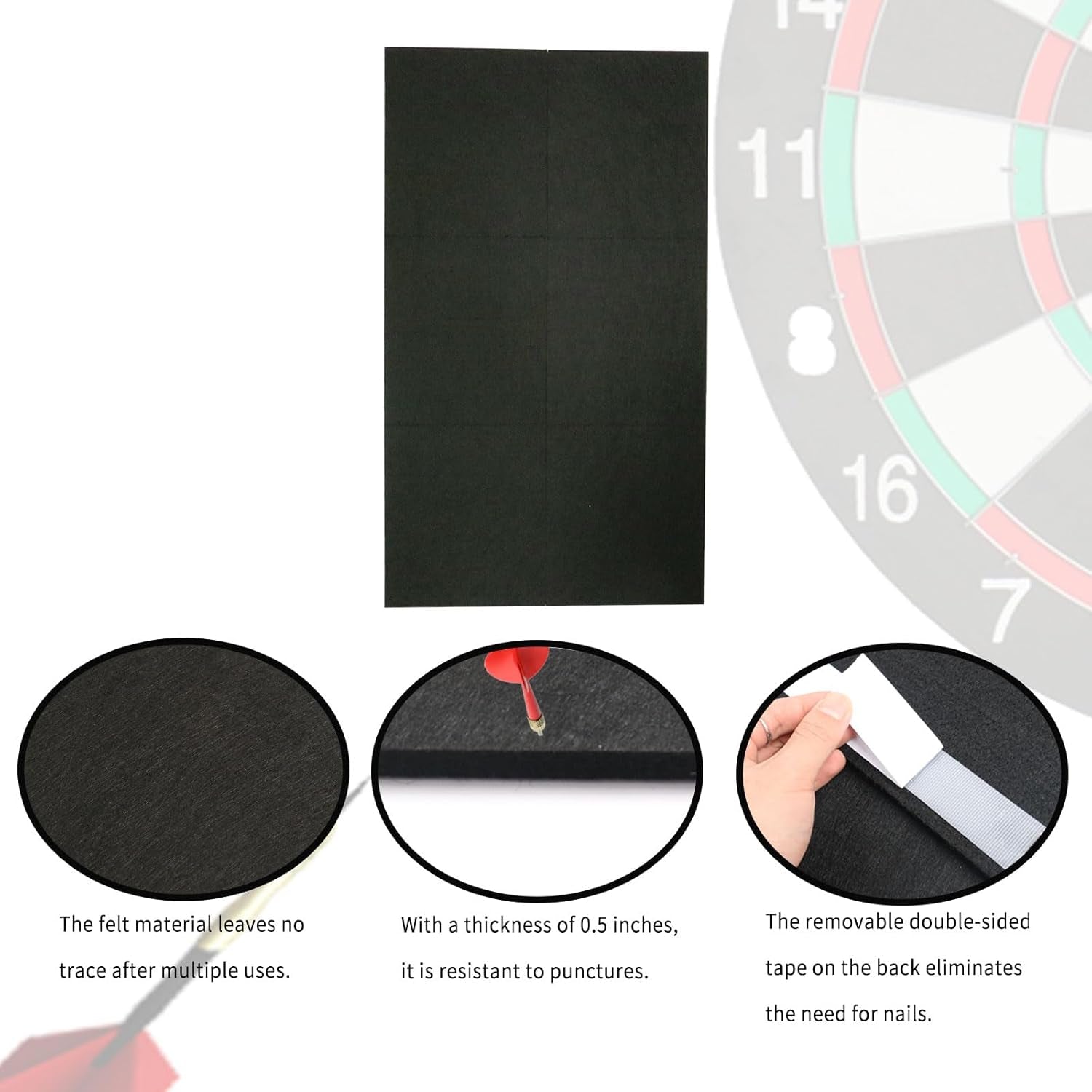 Dart Board Wall Protectors 36''x24'': Large Dartboard Surround Backboard Behind Dart Board Wall Backing