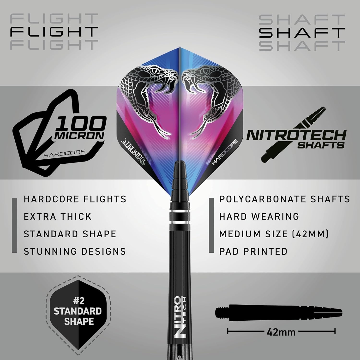 Peter Wright Snakebite 3: 22g or 26g Tungsten Darts Set with Flights and Stems