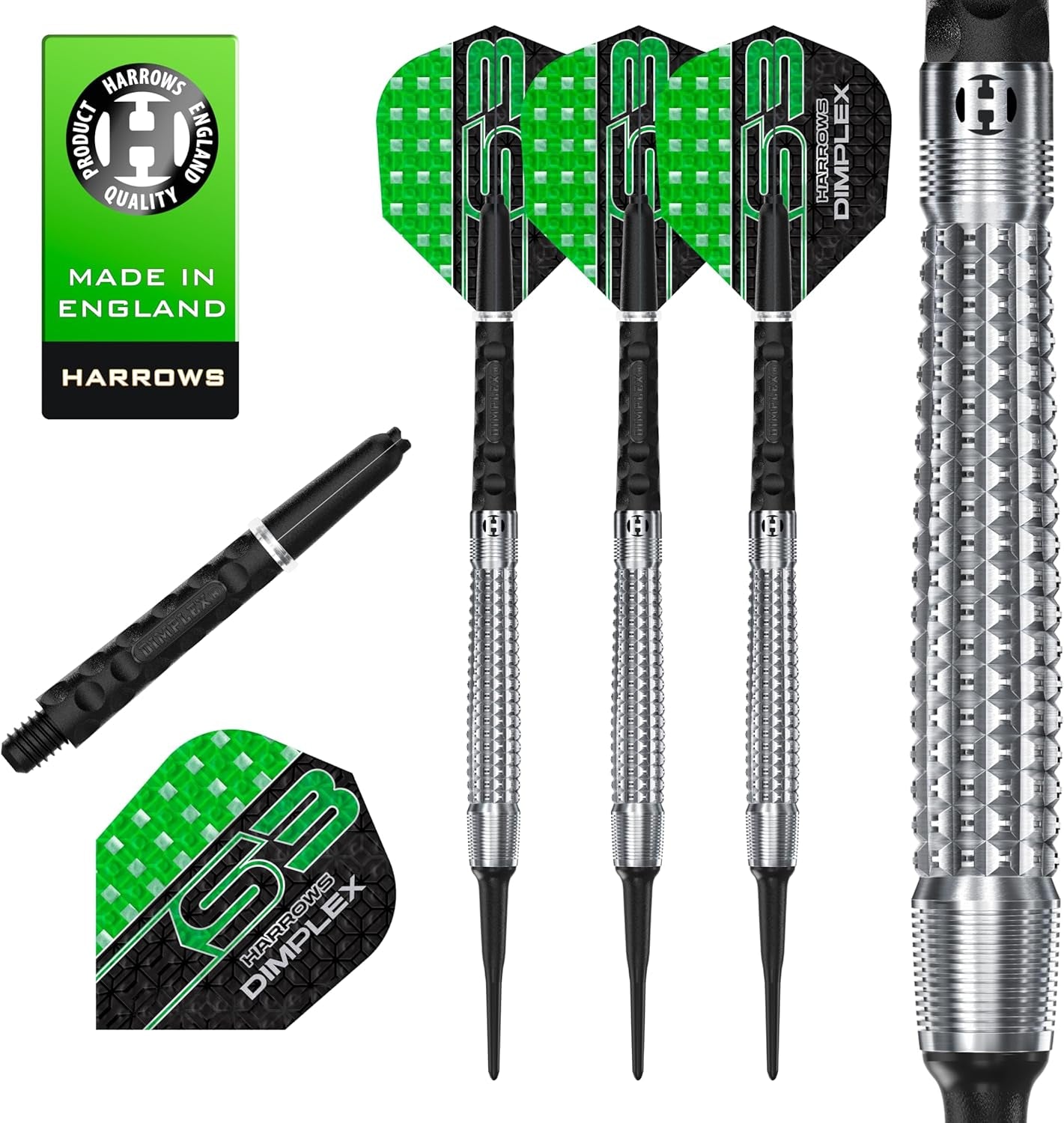 Dimplex Bomb & Tapered Darts Set I Professional Darts 90% Tungsten Steel Tip ALL Weights I 10pc Set with Black Dimplex Midi Shafts & Dimplex Flights