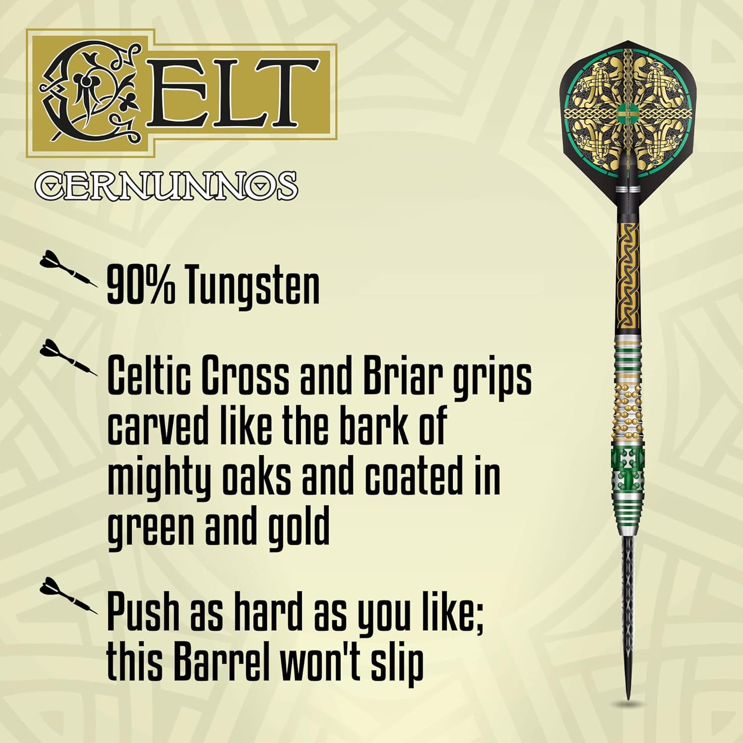 Celt Cernunnos Steel Tip Dart Set 90% Tungsten Pro Throwing Darts Steel Tip Set, Professional – Made in New Zealand – Designed Dart Flights for Women & Men – Metal Tip Bar Darts for Adults