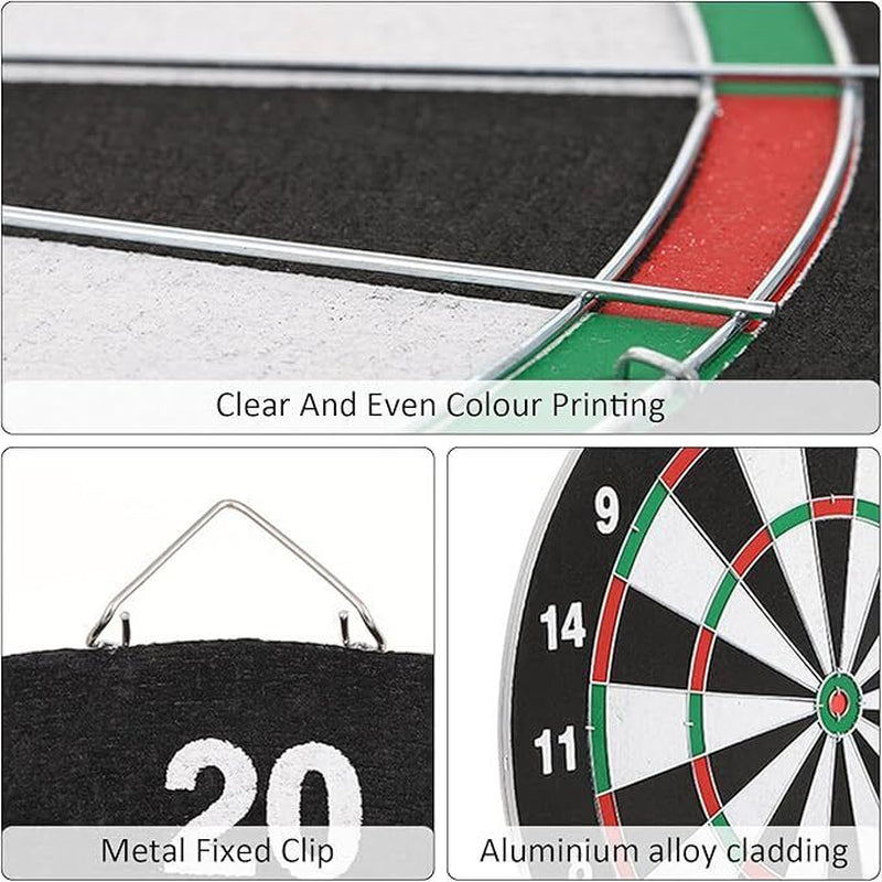SIZE 17 DARTBOARD SET 6 DARTS FAMILY DART BOARD GAME ADULTS KIDS XMAS
