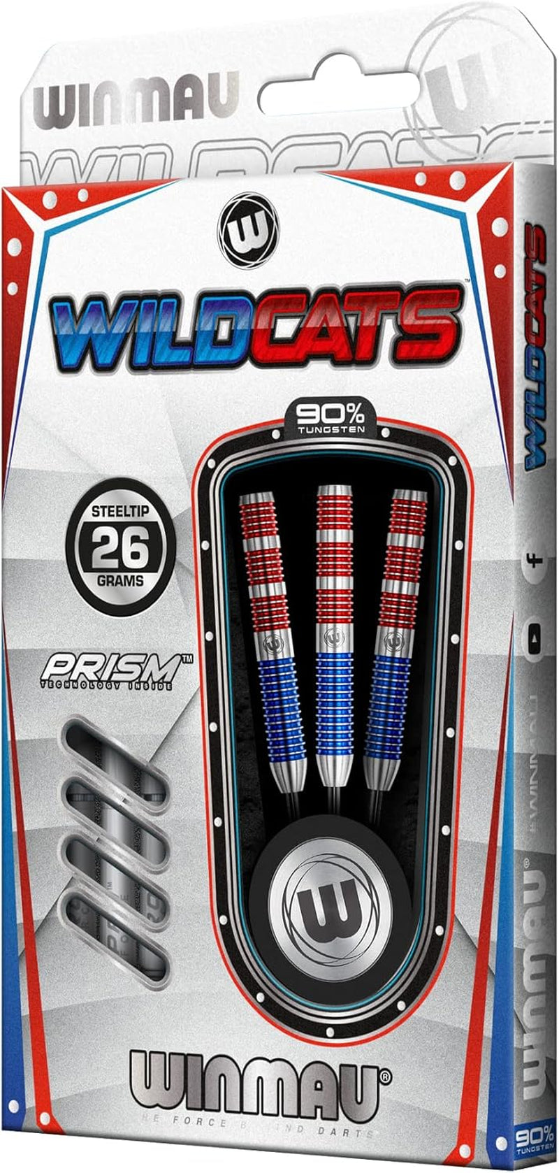 - Wildcats Series - 90% Tungsten Darts - Professional Darts Set with Dart Flights and Shafts – Available in Soft Tip 18g and Steel Tip 21g, 22g, 23g, 24g, 25g & 26g