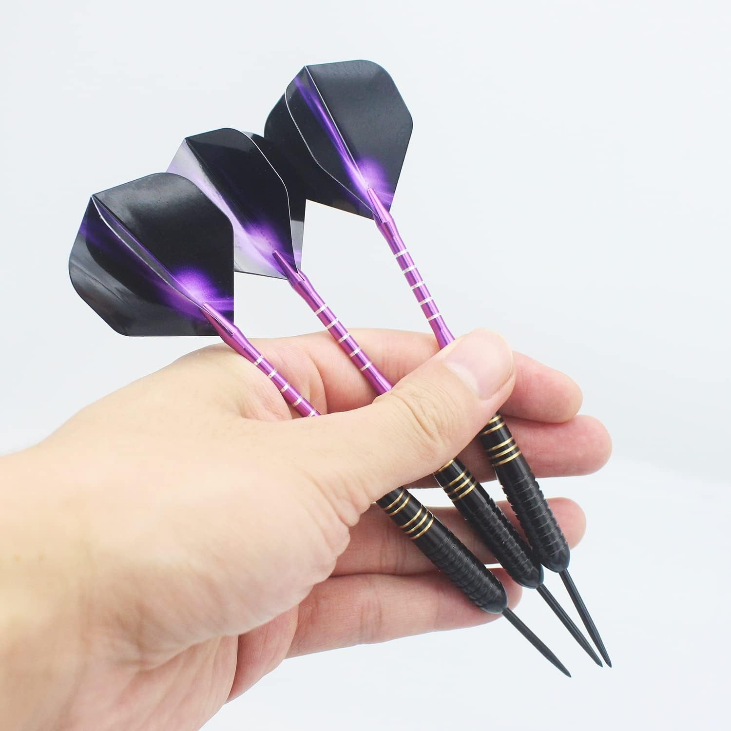 Steel Tip Darts 3 Pack 23 Grams Professional Darts Metal Tip Set with Brass Barrels Aluminum Shafts Extra 3 PVC Dart Shafts 8 Flight Protectors 12 Rubber O-Rings Dart Storage Case