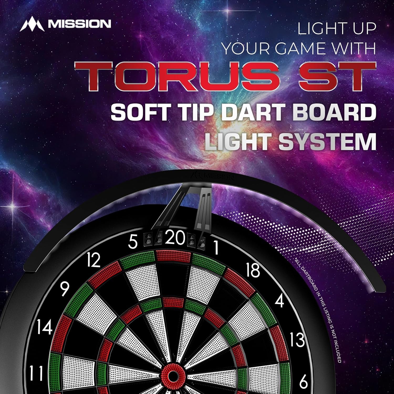 Torus ST Soft Tip Dart Board Light | Dartboard LED Lighting System for Electronic and Soft Tip Dartboards, Black (TOR-ST)