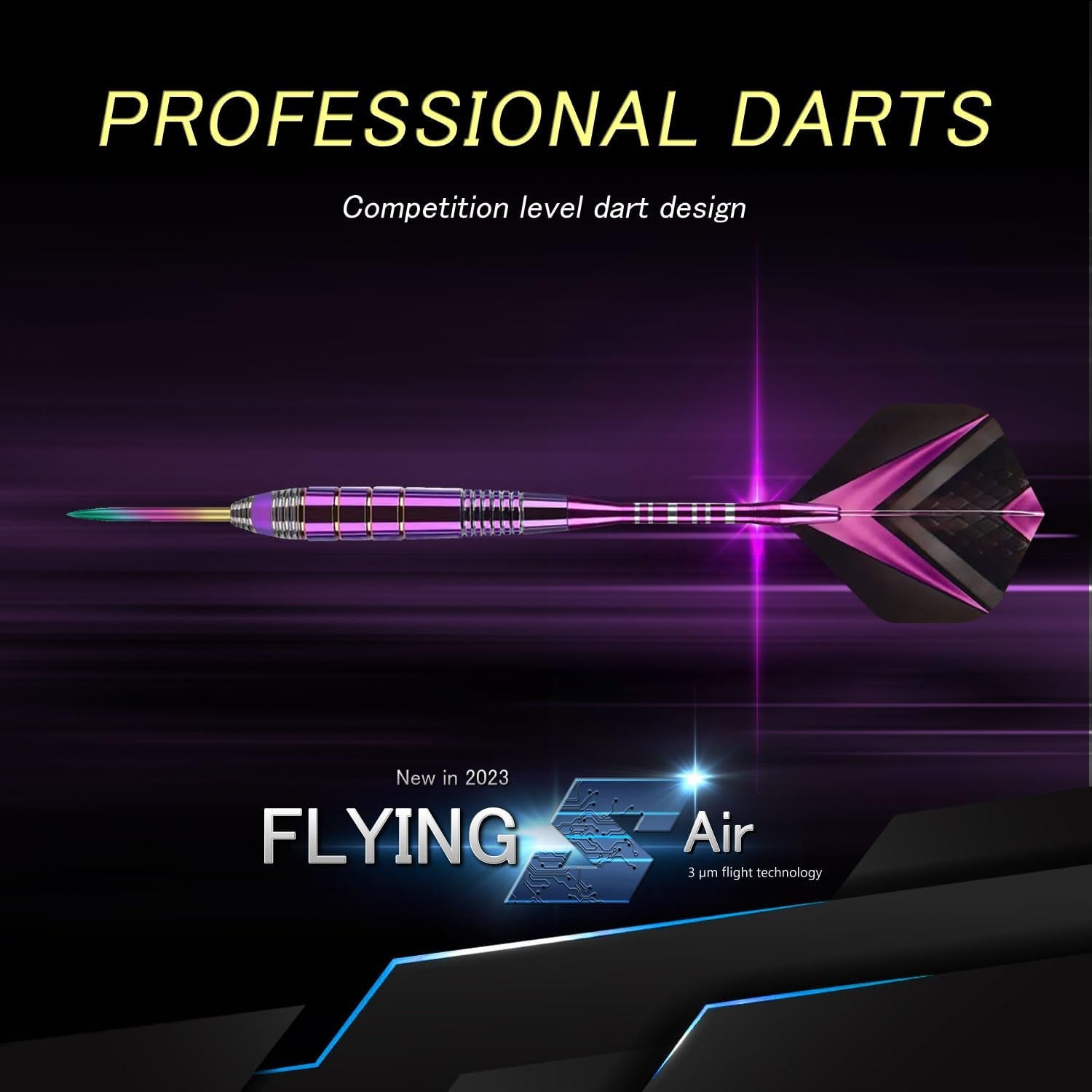 Darts Metal Tip Set 3 Aluminum Shaft Metal Dart Set Professional Darts Plastic Tip Sets + Extra 3 Dart Flights 3 Replace Plastic Shafts Beginner or Professional Darts