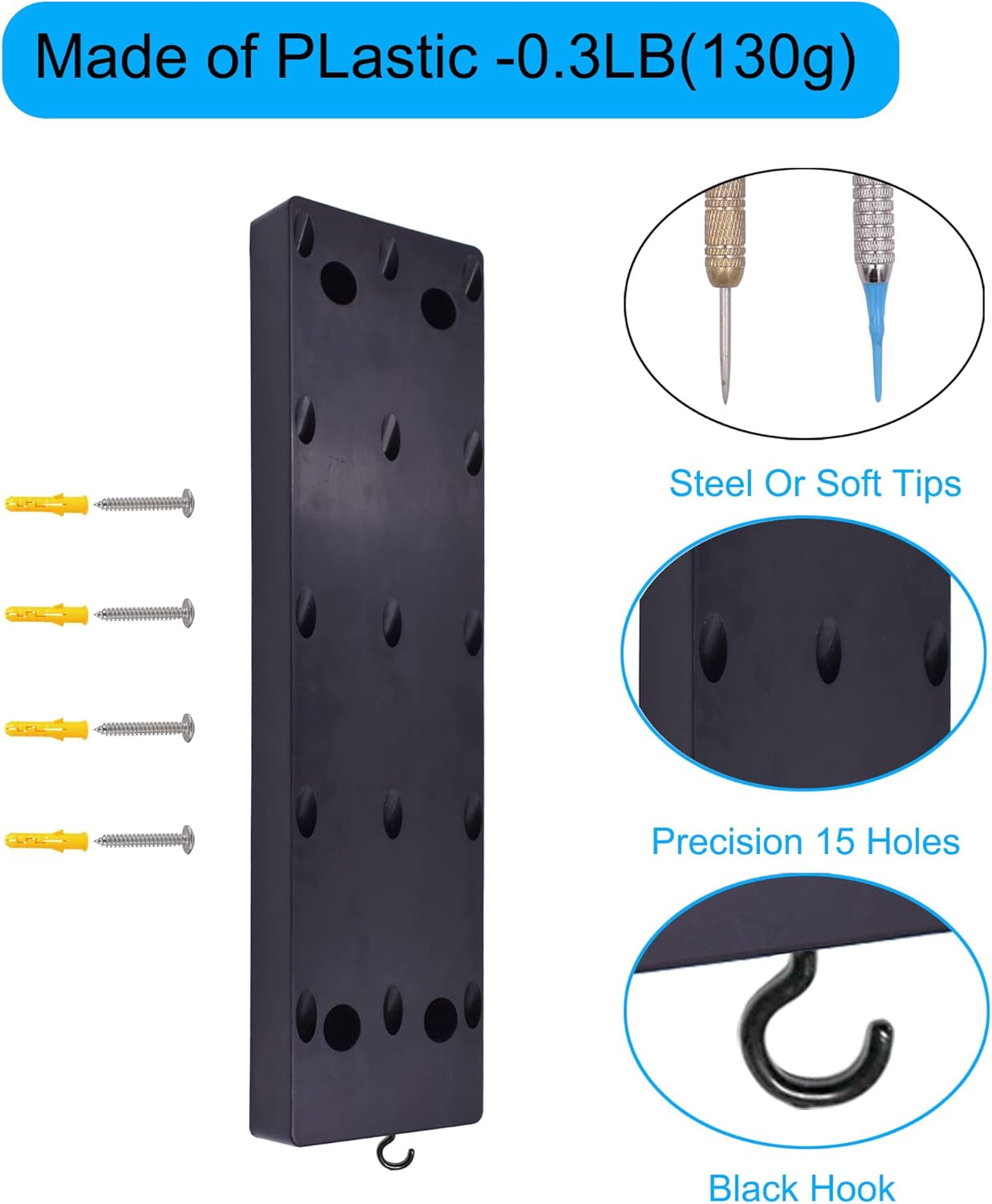 Hand Held Dart Holder/Stand/Caddy - Lightweight -Hold 15 Steel or Soft Tip Darts in Hand