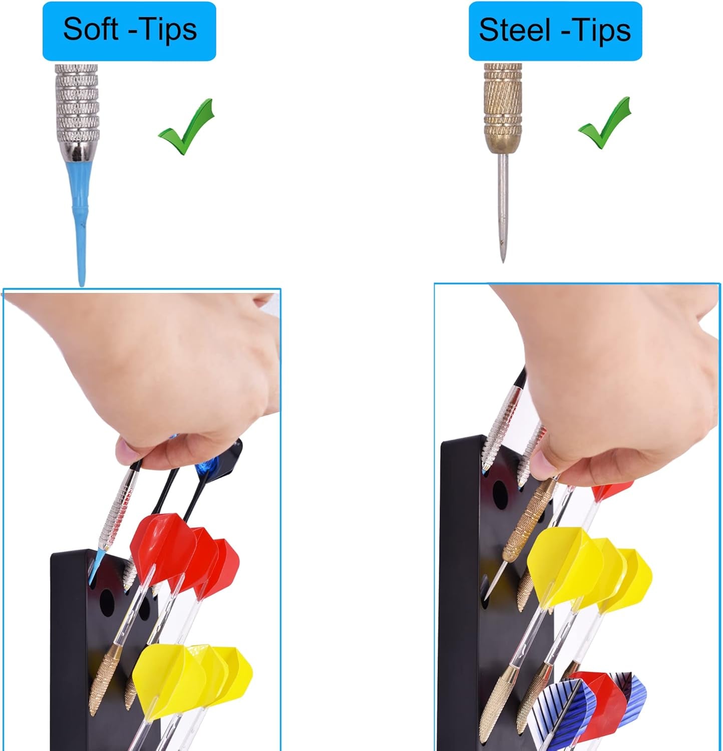 Hand Held Dart Holder/Stand/Caddy - Lightweight -Hold 15 Steel or Soft Tip Darts in Hand